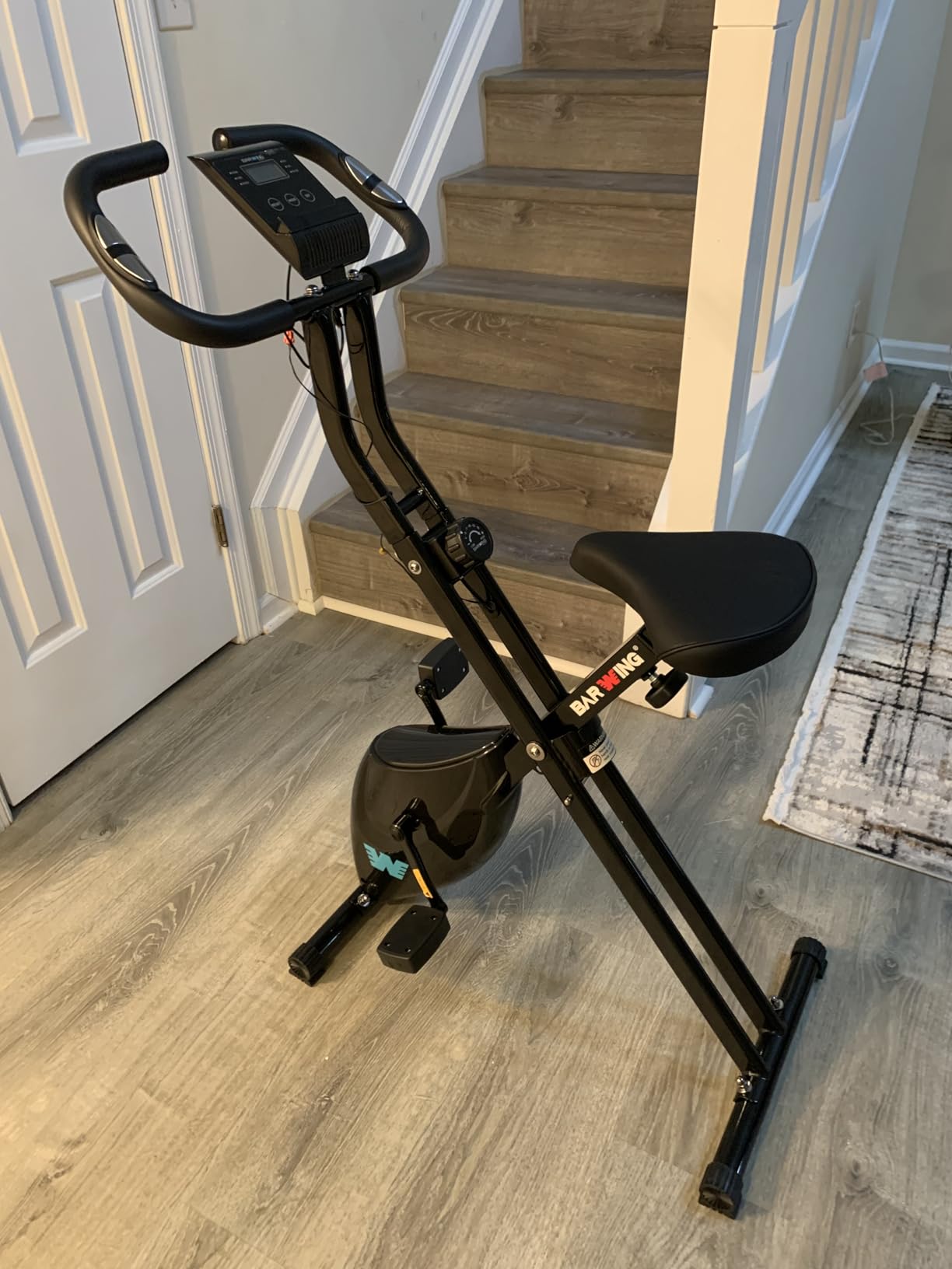 BARWING Stationary Exercise Bike for Home Workout, 5 IN 1 Foldable Indoor Cycling Bike for Seniors, 350LB Capacity, 16-Level Magnetic Resistance, Seat Backrest Adjustments customer photo 1