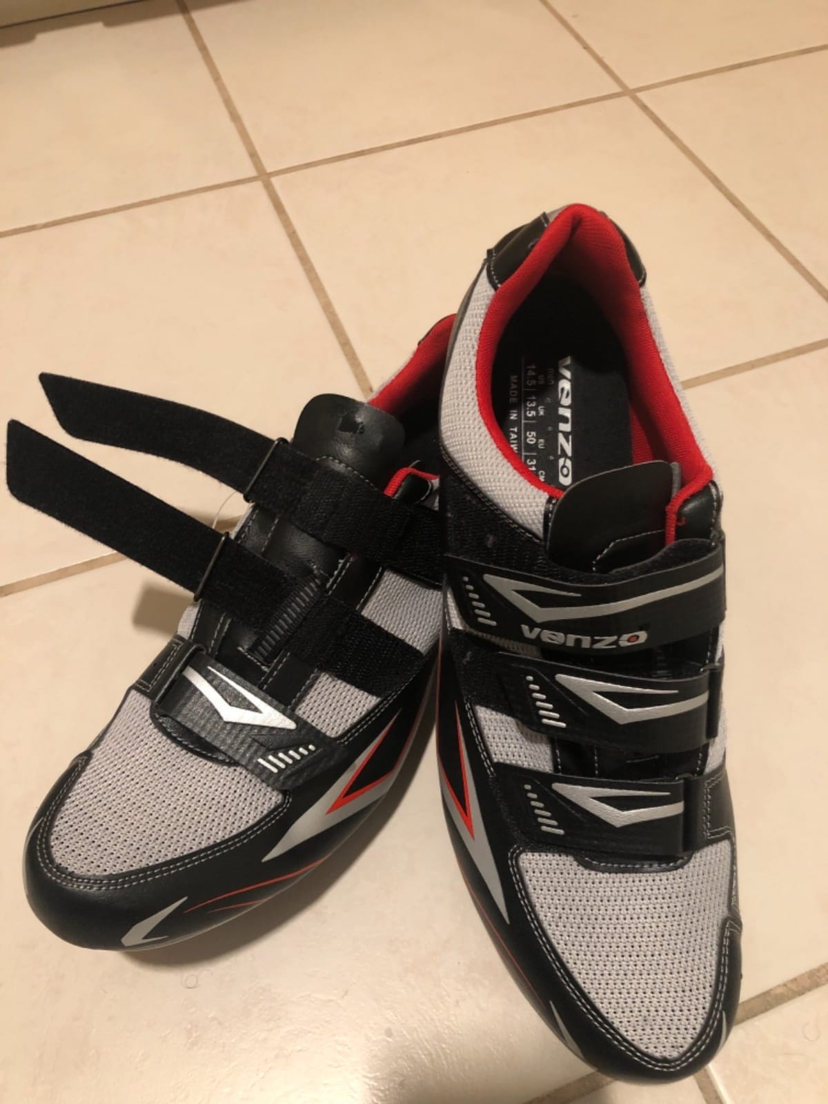 Venzo Bicycle Men's Road Cycling Riding Shoes - 3 Straps - Compatible with Look Delta & for Shimano SPD-SL - Perfect for Road Racing Bikes - Black - 14.5 US Men customer photo 1
