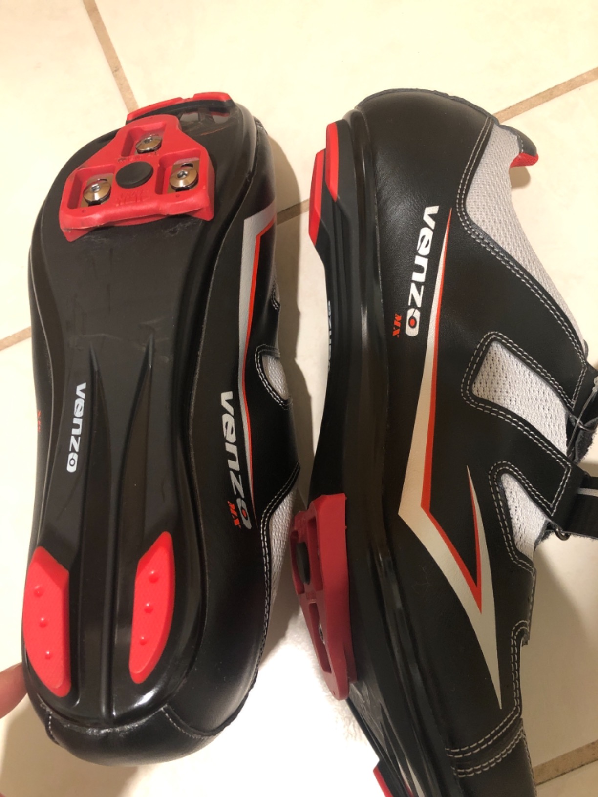 Venzo Bicycle Men's Road Cycling Riding Shoes - 3 Straps - Compatible with Look Delta & for Shimano SPD-SL - Perfect for Road Racing Bikes - Black - 14.5 US Men customer photo 2