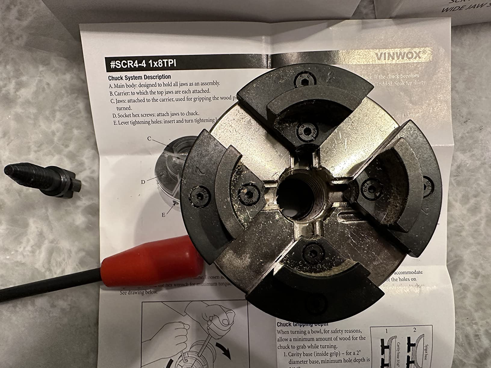 4INCH 4-Jaw Self-Centering Wood Lathe Chuck, 2