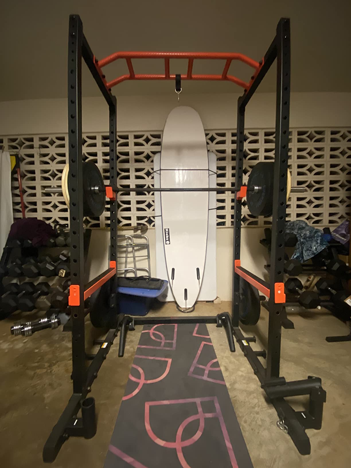 Sunny Health & Fitness Full Size Power Cage for Home Gym Training | Squats, Presses & Pull-Ups, Reversible Pull-Up Bar, Numbered Heights, 6 Band Pegs, Plate Storage, 1000 lb Rack customer photo 1
