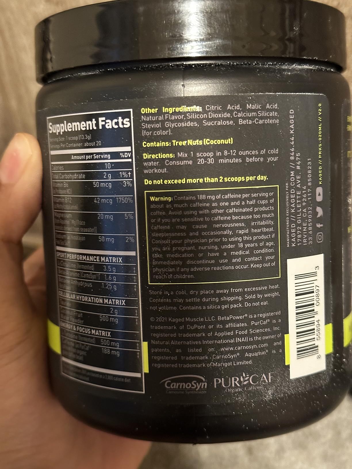 Kaged Sport Pre Workout Powder for Men & Women, Mango Lime, Sport Certified, 188mg Caffeine, Nitric Oxide Supplement, Beta Alanine for Energy, Weightlifting, Cardio Endurance & Strength, 20 Servings customer photo 2