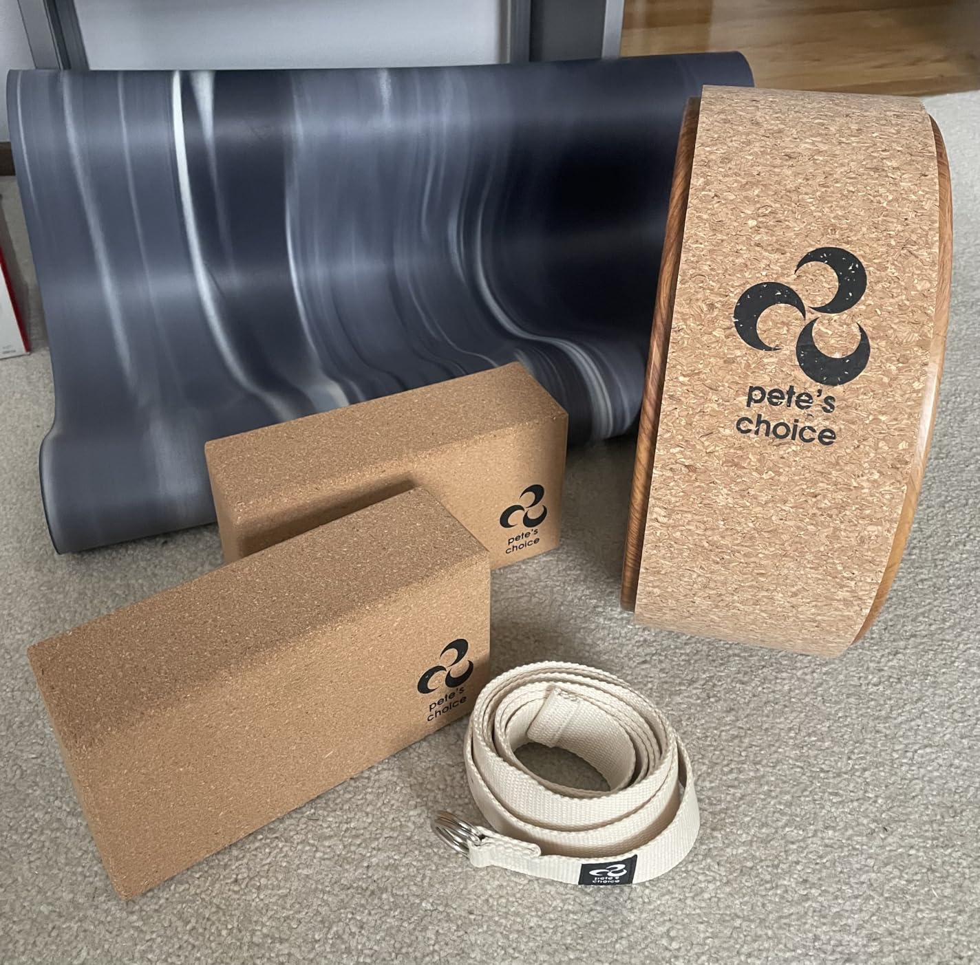 Deluxe Cork Yoga Wheel Set - Back Roller, 2 Cork Blocks & Strap | Natural Cork Back Roller with Extra-Firm Blocks & Exercise Guide - Eco-Friendly Support for Deeper Stretches customer photo 2