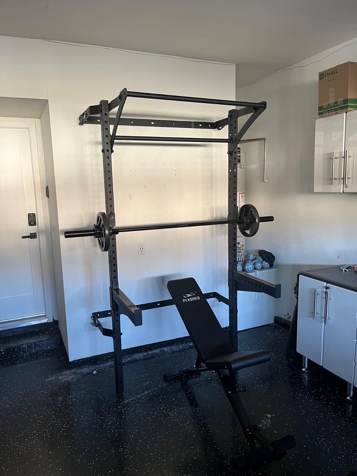 PRx Performance Murphy Foldable Squat Rack with Space-Saving Pull-Up Bar - Wall-Mounted Gym Equipment, Includes J-Cups for Barbell, Ideal for Strength Training, Bench Press and Leg Squats customer photo 1