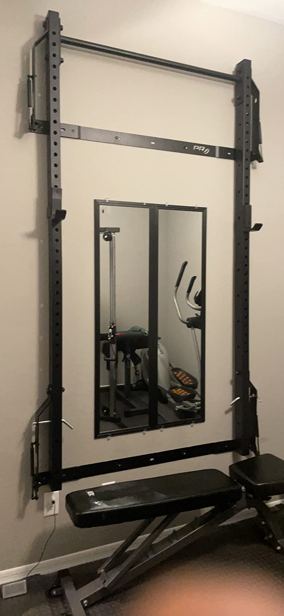 PRx Performance Murphy Foldable Squat Rack with Space-Saving Pull-Up Bar - Wall-Mounted Gym Equipment, Includes J-Cups for Barbell, Ideal for Strength Training, Bench Press and Leg Squats customer photo 2
