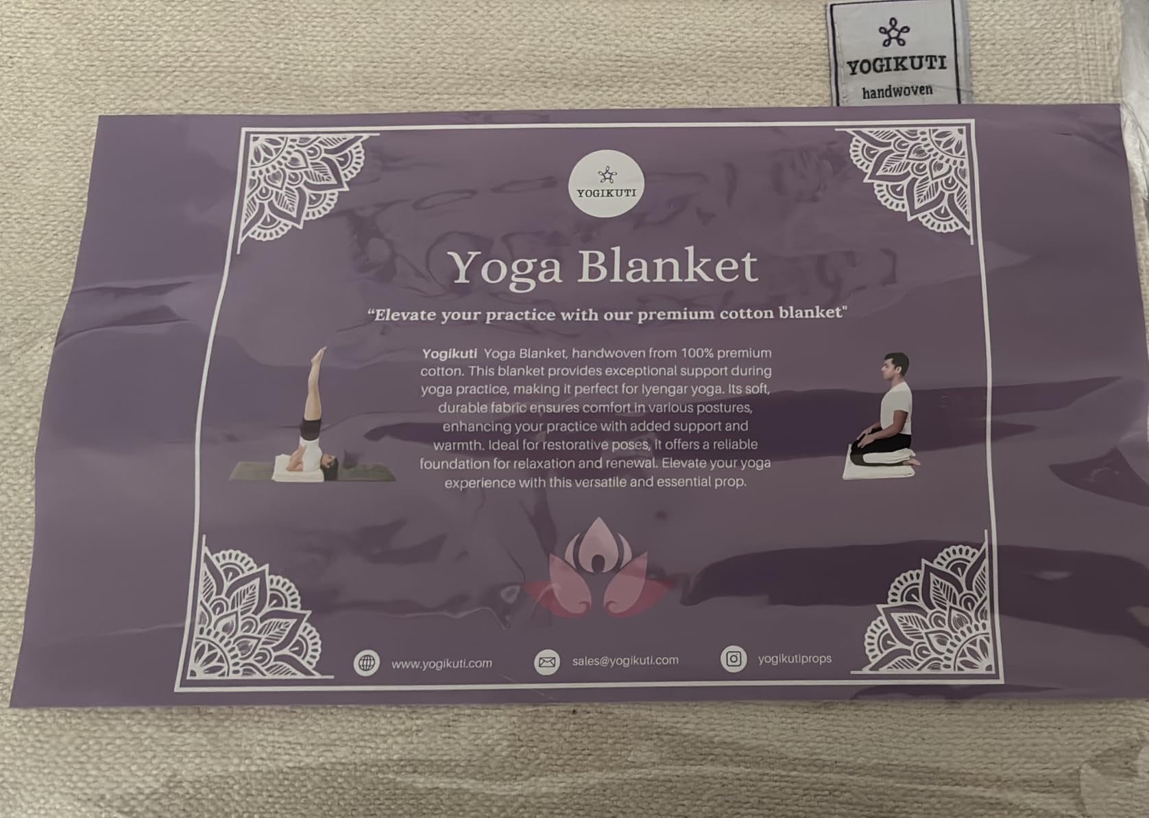 Yogikuti Iyengar Yoga Blanket Set of Four - Thick Handwoven Cotton Blankets for Restorative Yoga, Meditation and Pranayama - Supportive Yoga Prop for Comfort, Alignment and Deep Relaxation - (White) customer photo 1