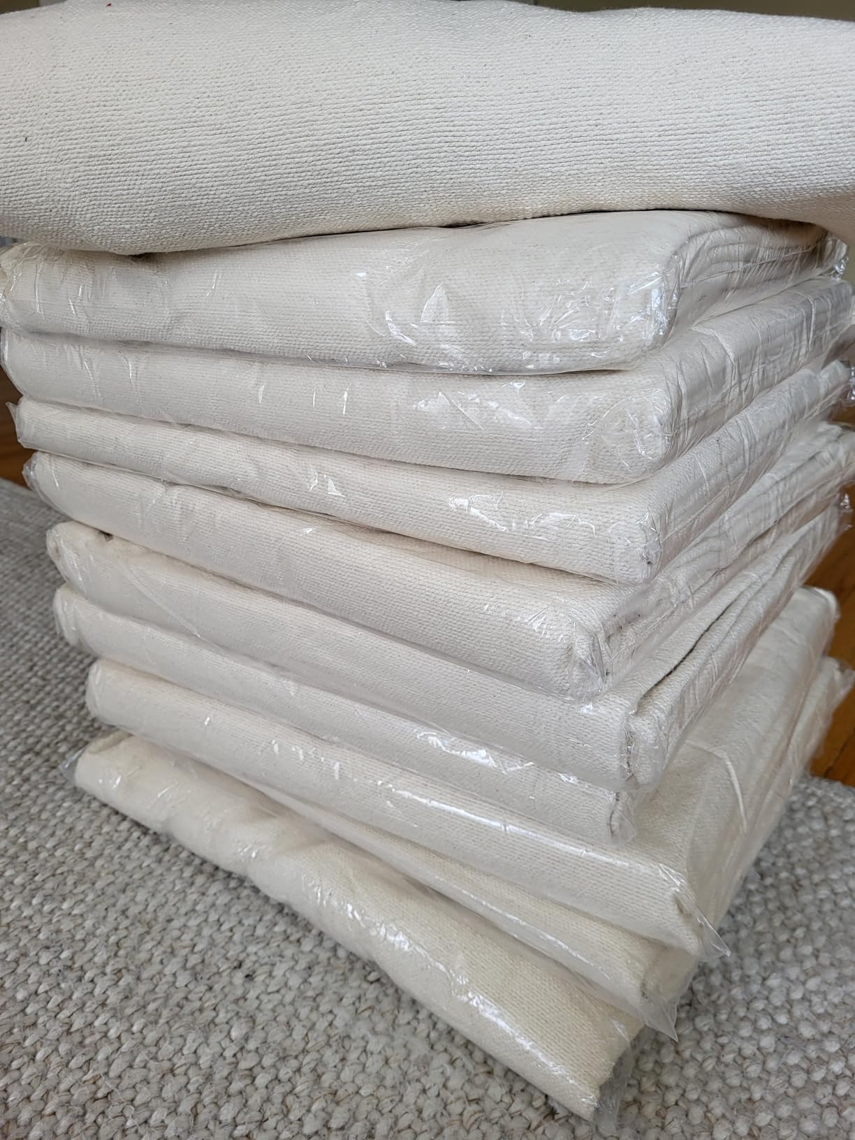 Yogikuti Iyengar Yoga Blanket Set of Four - Thick Handwoven Cotton Blankets for Restorative Yoga, Meditation and Pranayama - Supportive Yoga Prop for Comfort, Alignment and Deep Relaxation - (White) customer photo 2