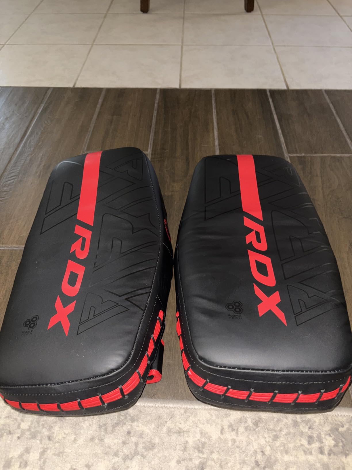 RDX Thai Pads Curved Kickboxing Muay Thai with Solid Handle Grip, Maya Hide Leather KARA Strike Shield customer photo 2