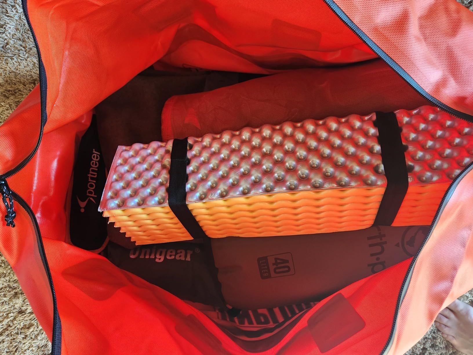 UNPLUG Ultimate Adventure | 1680D Heavy Duty Waterproof Bag | Large Travel Bag which can be Used for Camping, Motorcycling, Boating, or Hunting | 110L Adventure Orange customer photo 1