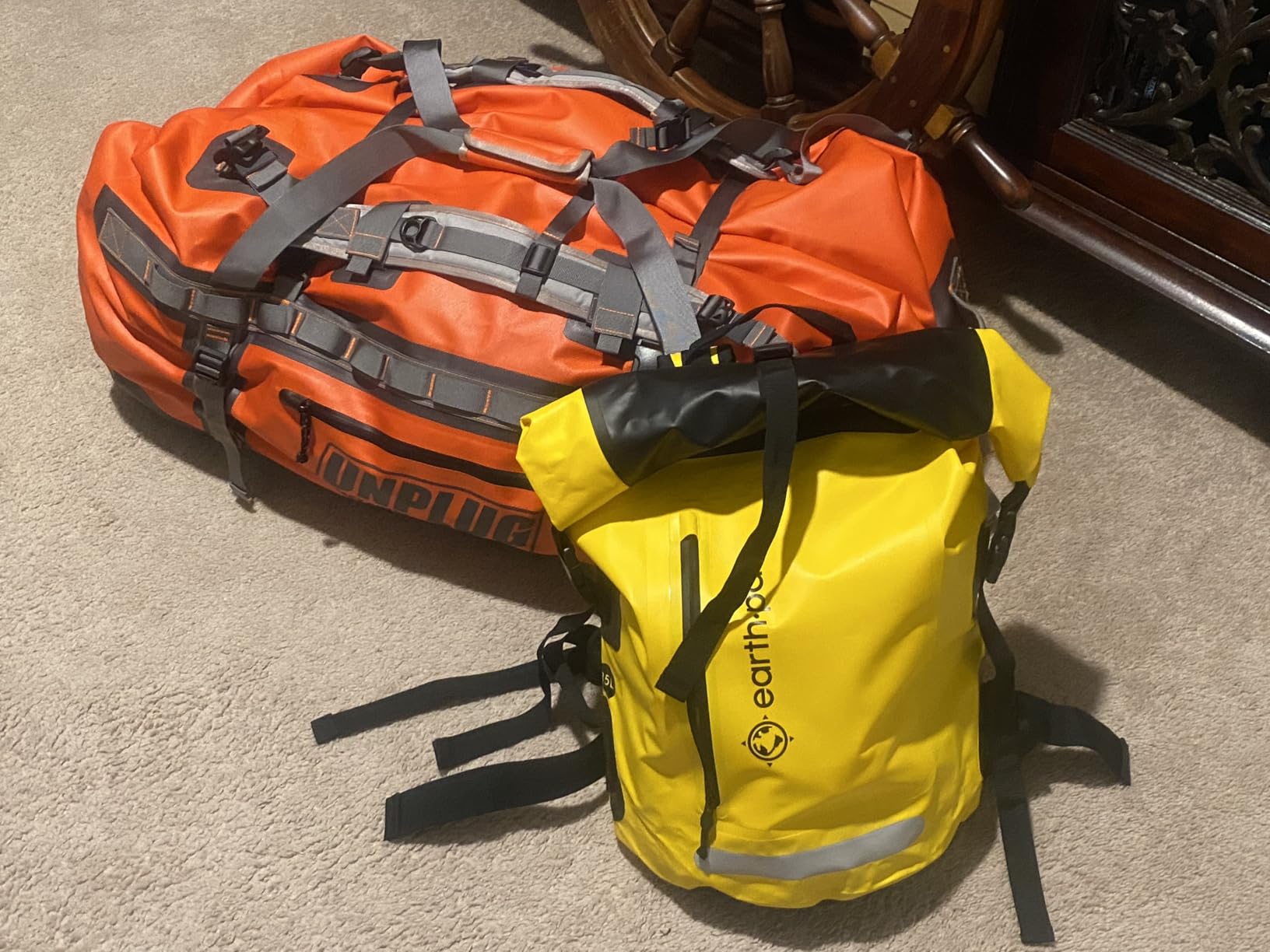 UNPLUG Ultimate Adventure | 1680D Heavy Duty Waterproof Bag | Large Travel Bag which can be Used for Camping, Motorcycling, Boating, or Hunting | 110L Adventure Orange customer photo 2