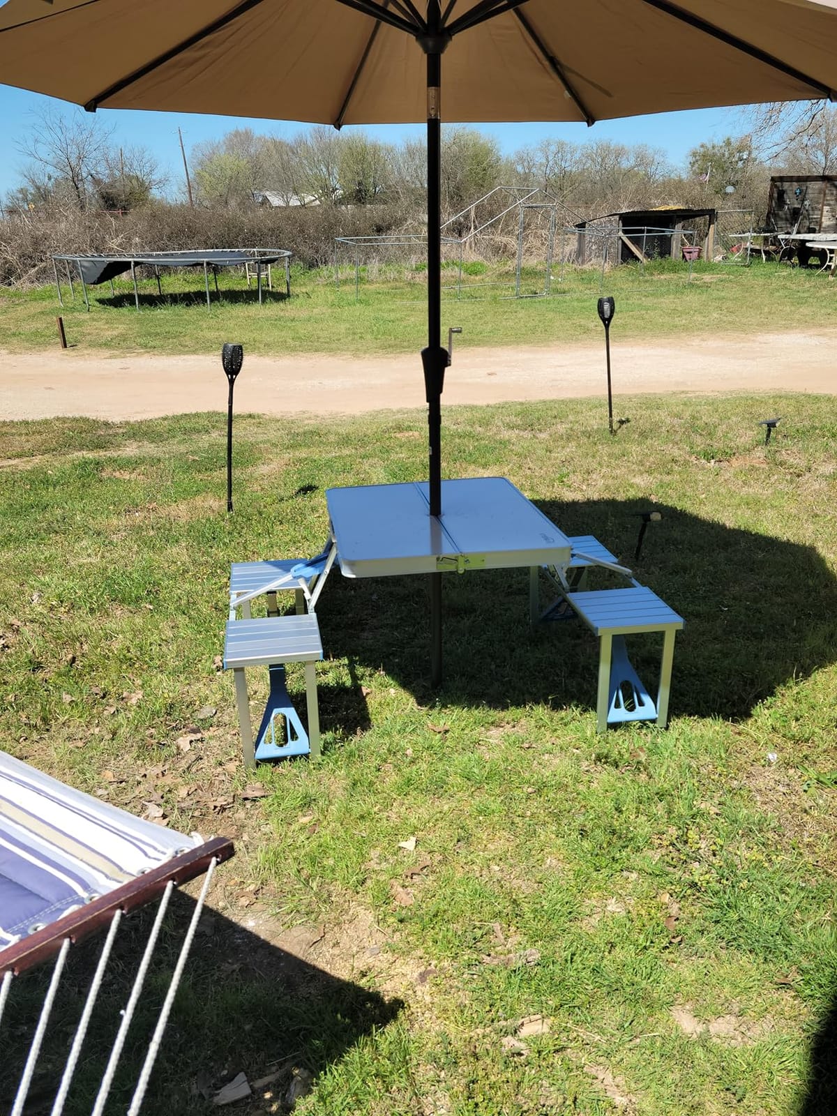 VINGLI 4Ft Folding Camping Picnic Table with Seats/Umbrella Hole, 265 Lbs Support, Aluminum Alloy Frame, RV Tabletop customer photo 2