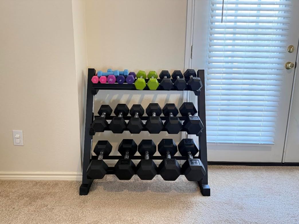 YOLEO Dumbbell Rack, Adjustable & Compact Weight Rack for Dumbbell, Kettlebell, Barbell, Heavy Duty Weight Storage Organizer, Space-Saving Dumbbell Storage Stand Holder for Home Gym - 1100LBS Capacity (Rack Only) customer photo 2