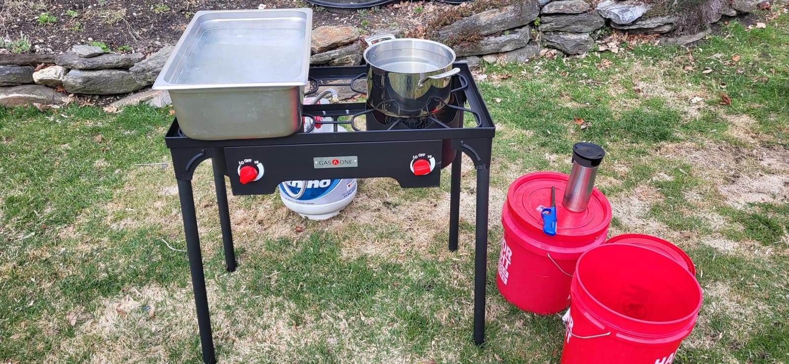 Gas One Propane Double Burner Two Burner Camp Stove Outdoor High Pressure Propane 2 Burner Adjustable PSI Regulator and 4ft Hose With Removable Legs customer photo 2