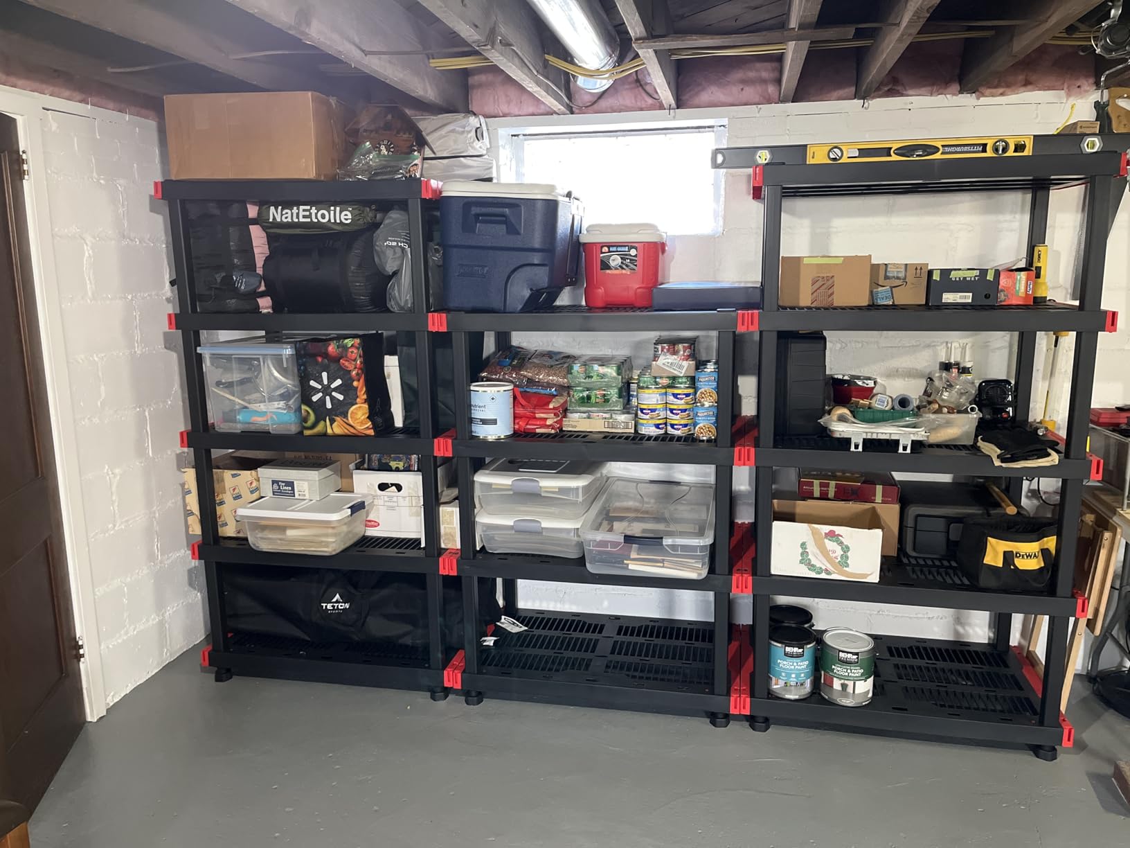 CX Craftsman 5-Tier Heavy Duty Plastic Storage Shelves, Garage Organization | 5-tier storage rack organizes garages, workshops & basements, 200 lb/shelf, 72.3H x 40W x 24D, easy assembly, black/red customer photo 1