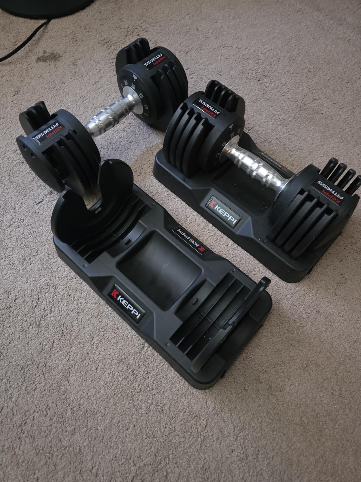 Keppi Adjustable Dumbbells Set-25lb/40lb/55lb/60lb, Anti-Slip Metal Fast Adjust Weight Handle, Exercise & Fitness for Full Body Workout - Adjustable Dumbbell Series customer photo 2