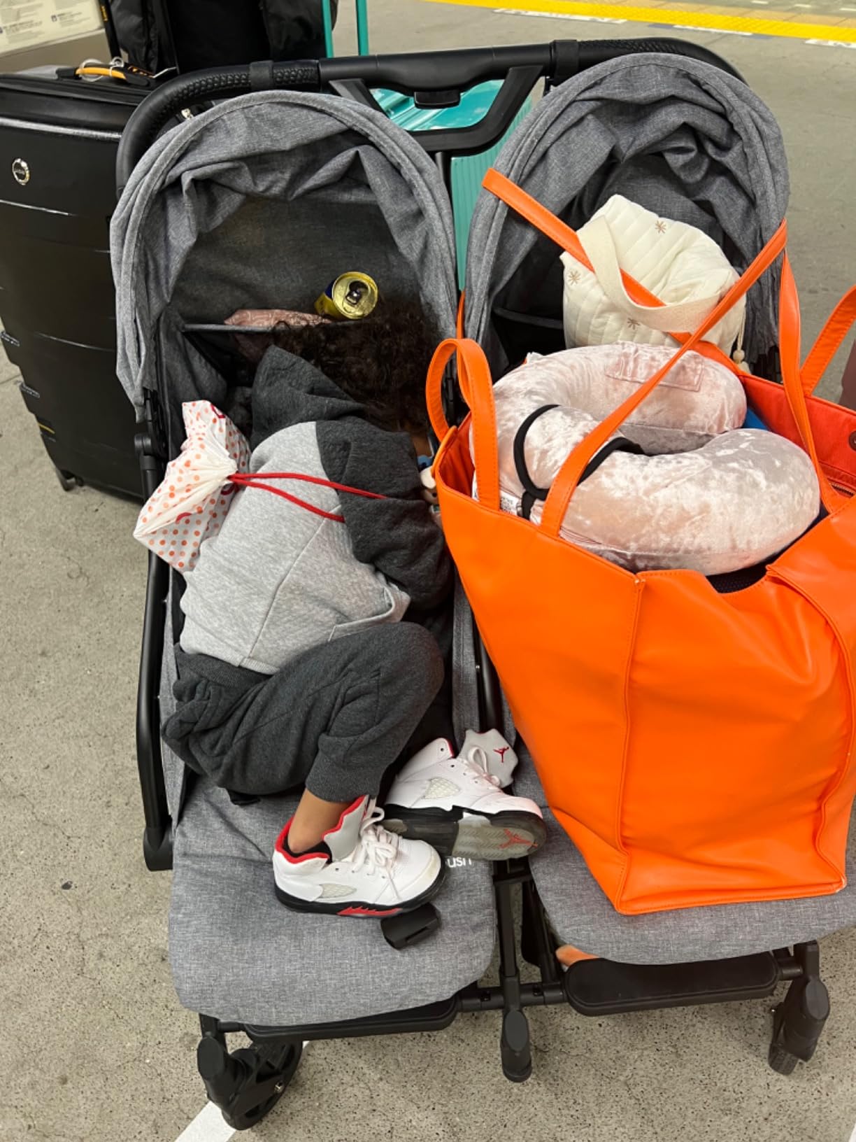Mompush Lithe Double Stroller, Lightweight Side by Side, Infant & Toddler | 25 lbs design, 30-inch width fits doorways, one-step fold, independent recline, UPF50+ canopy, all-wheel suspension customer photo 1