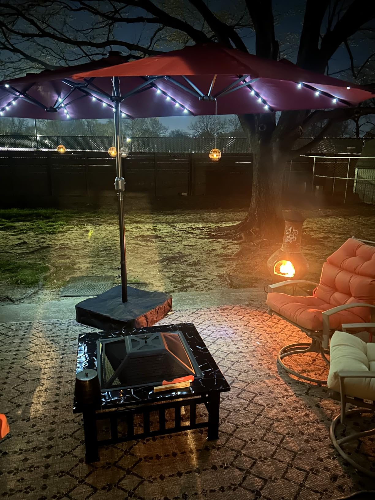 Devoko Outdoor Fire Pit, 32 Inch Firepit Table Metal Outdoor Fireplaces | with Waterproof Cover for Outside Patio Camping (Black) customer photo 2