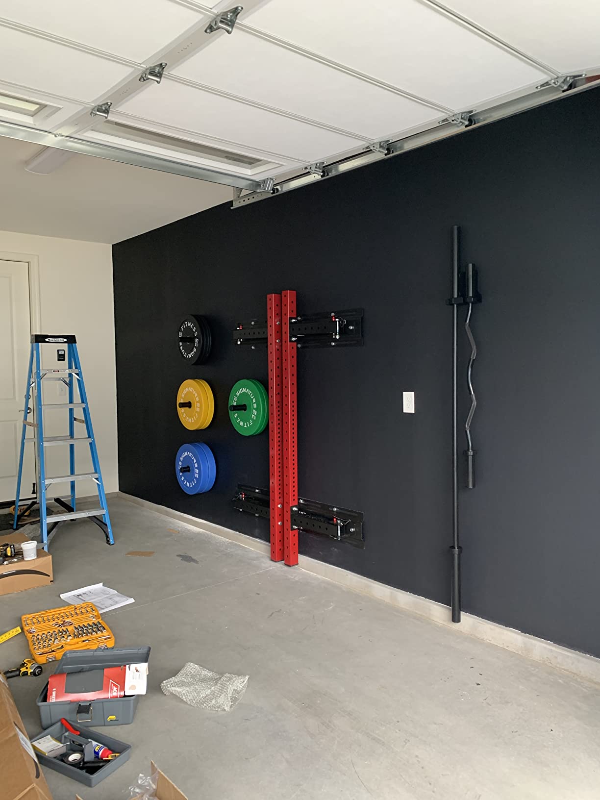Signature Fitness Fitvids Wall Mounted Fold-in Power Cage Squat Rack with Adjustable Pull Up Bar and J Hooks - Space-Saving Home Gym,Multiple Sizes customer photo 1