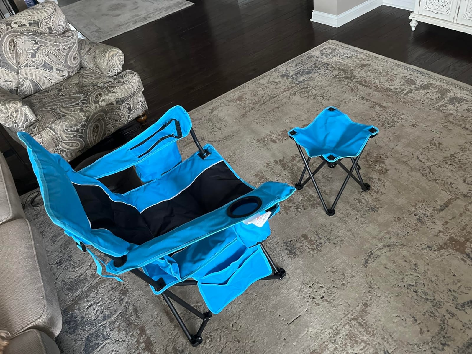 FAIR WIND Fully Padded Oversized Camping Chair Heavy Duty Lawn Chair | Support 500 LBS, Adjustable Lumbar Support, 4-Can Cooler Bag and 40 OZ Large Cup Holder, Tear-Proof Wide Bag, for Camp, Outdoor customer photo 1