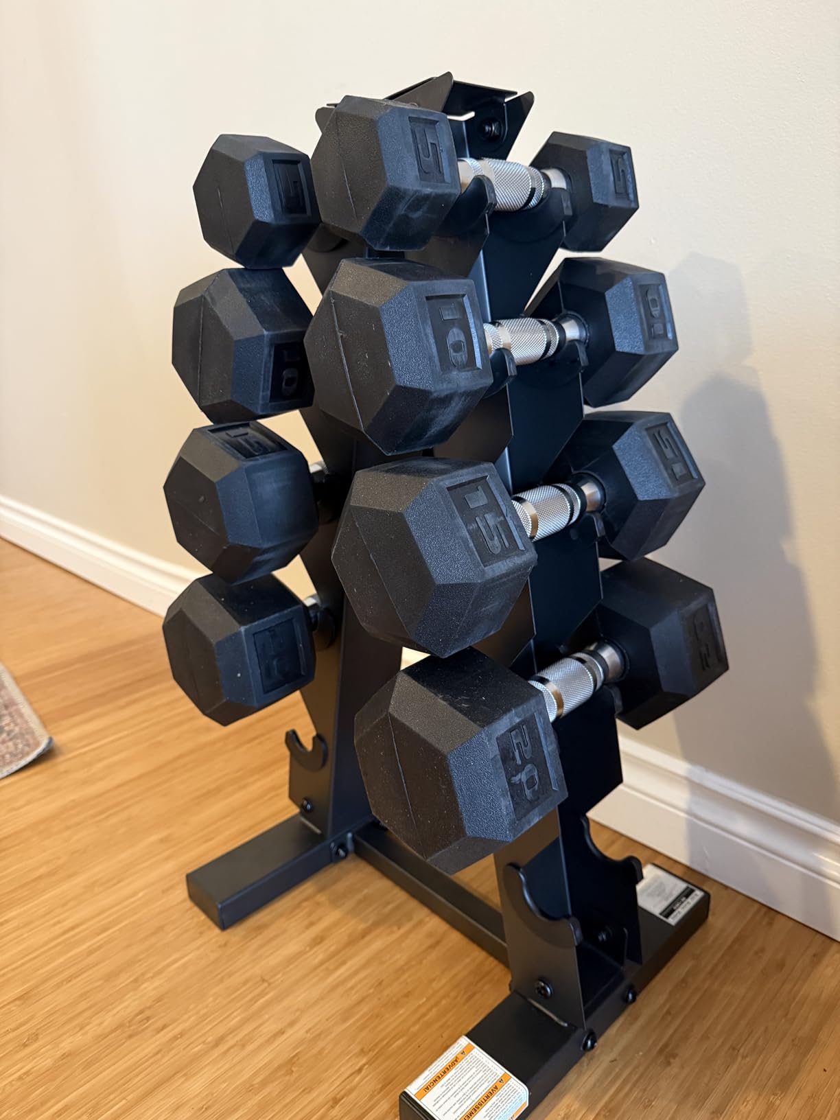 CAP Rubber Coated Dumbbell Weight Set with Vertical Rack | 100 lb, 150 lb, and 210 lb Options customer photo 1