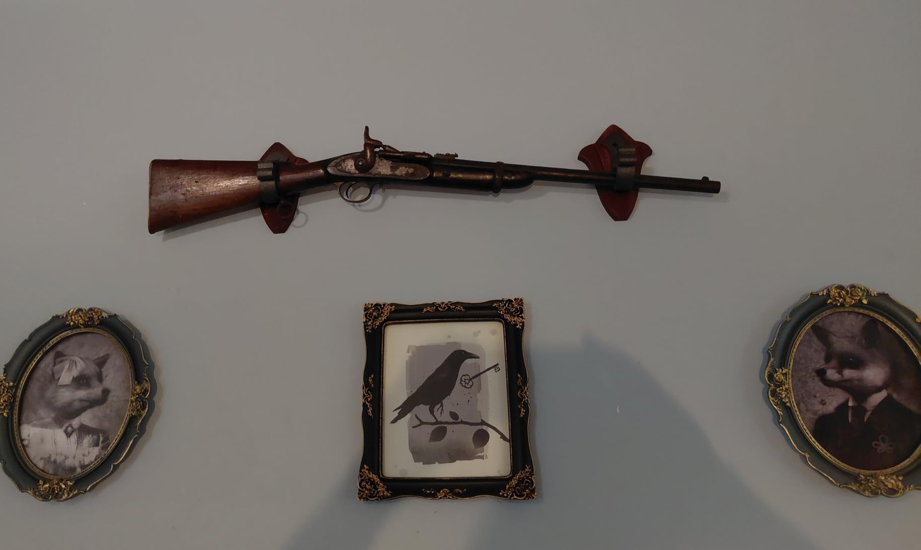 TESLYAR Gun Rack for Wall - Horizontal Gun Wall Mount with Metal Hooks - Rifle Rack Wall Mount - Shotgun Wall Mount - Wood Gun Holder for Wall Display - Stylish Indoor Gun Racks customer photo 1