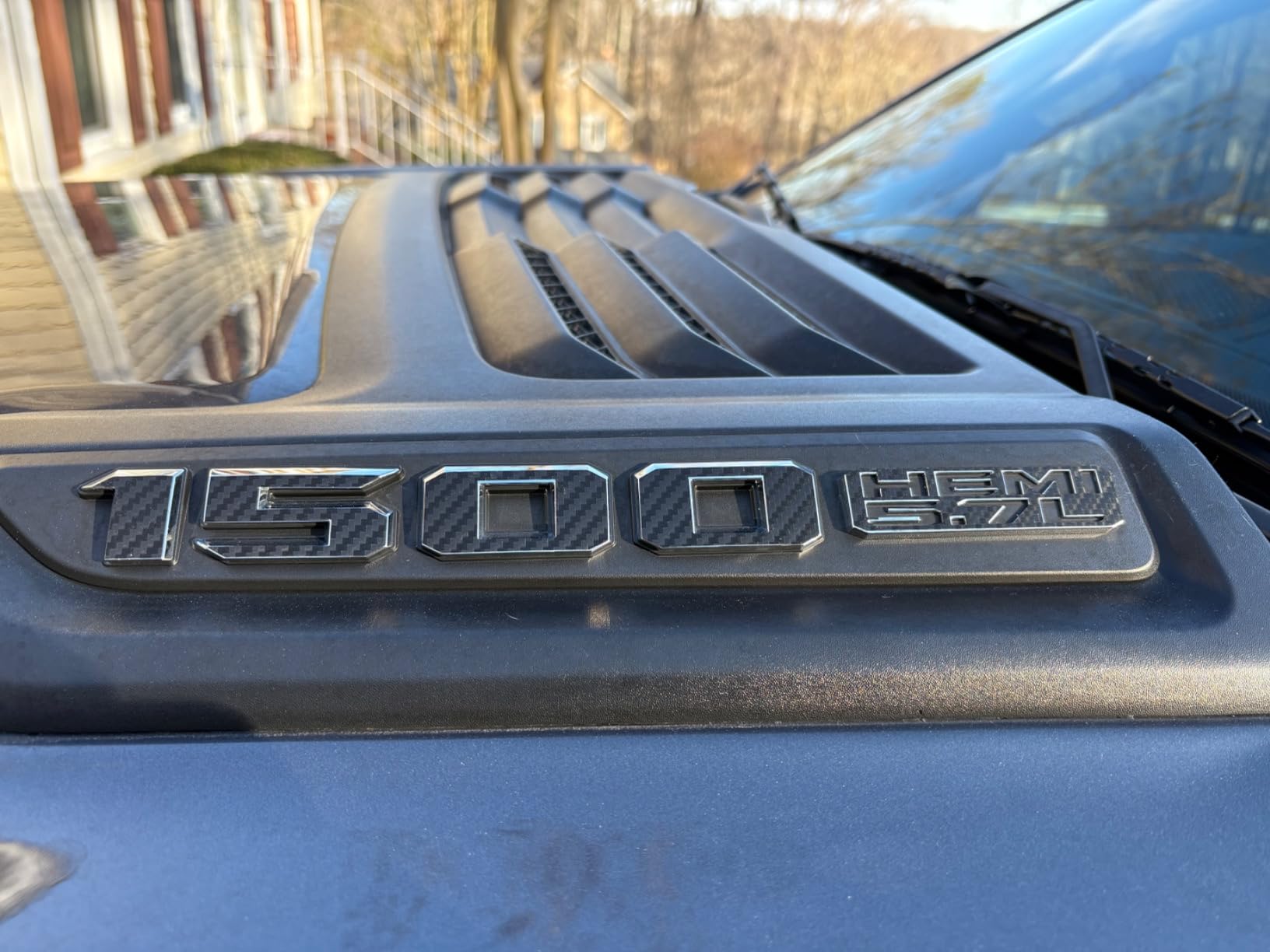 2019-2022 Ram 1500 HEMI 5.7L Sport Performance Hood Emblem Overlay Stickers | Sticker Color: Gloss White customer photo 1