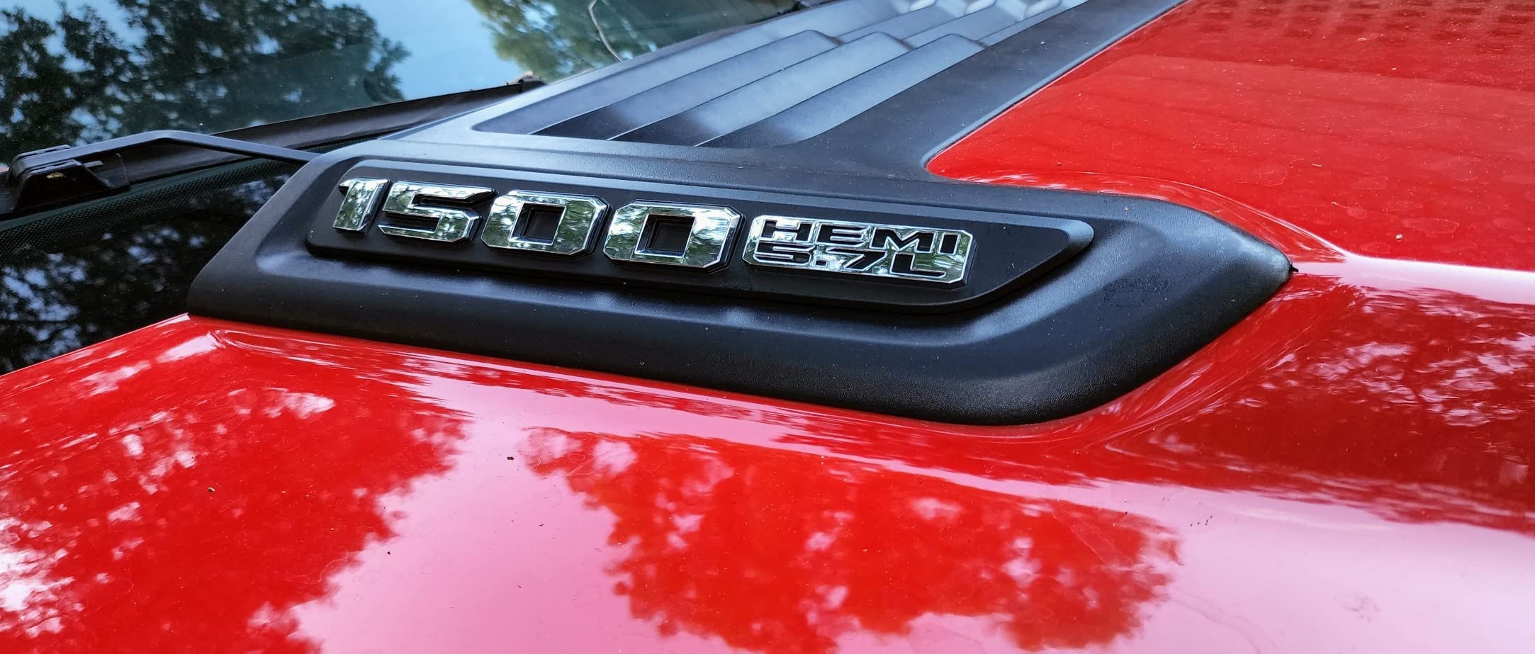 2019-2022 Ram 1500 HEMI 5.7L Sport Performance Hood Emblem Overlay Stickers | Sticker Color: Gloss White customer photo 2