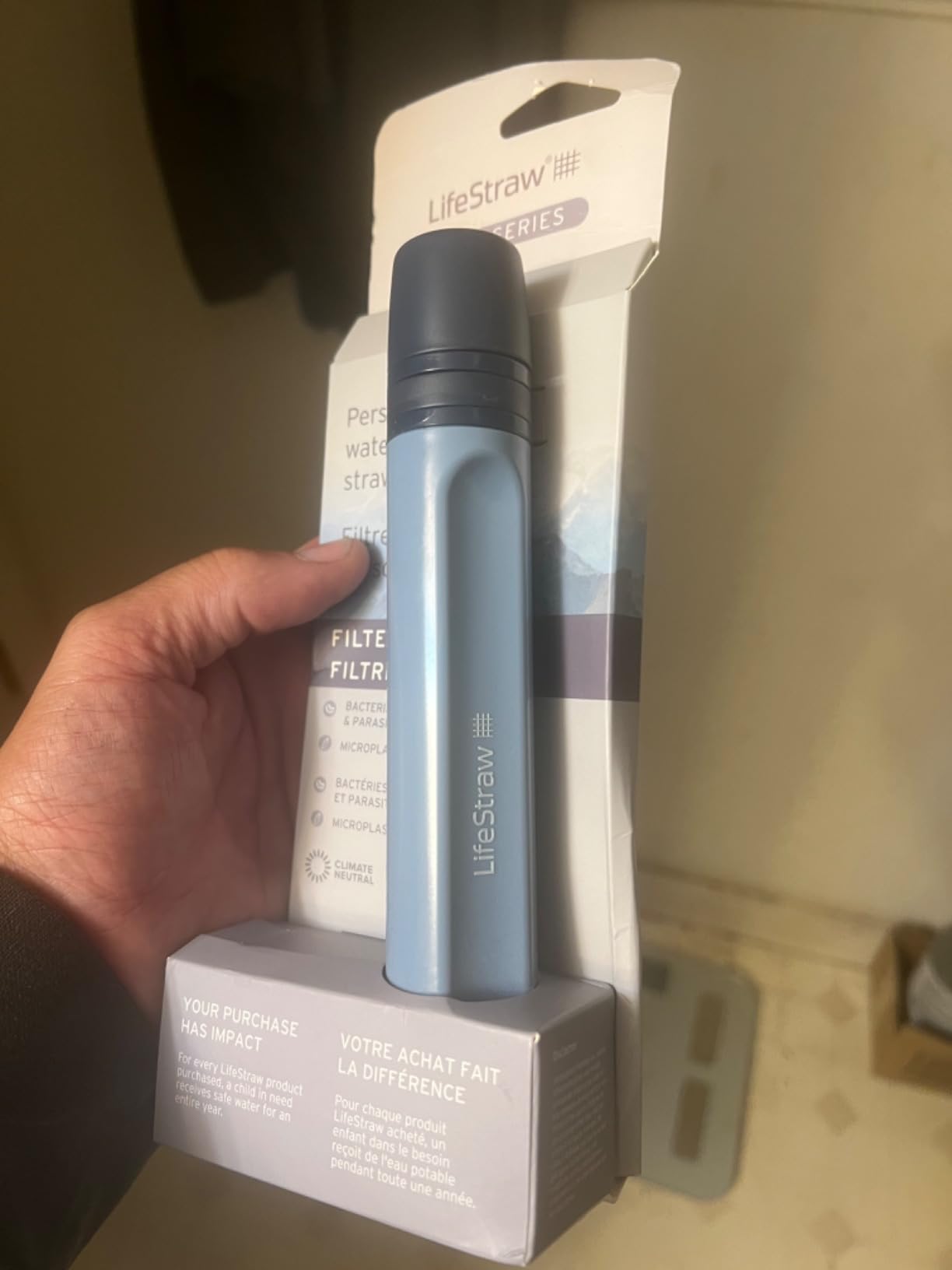 LifeStraw Peak Series Personal Water Filter for Hiking, Camping, Travel, and Emergency Preparedness, 1 Pack, Mountain Blue customer photo 2