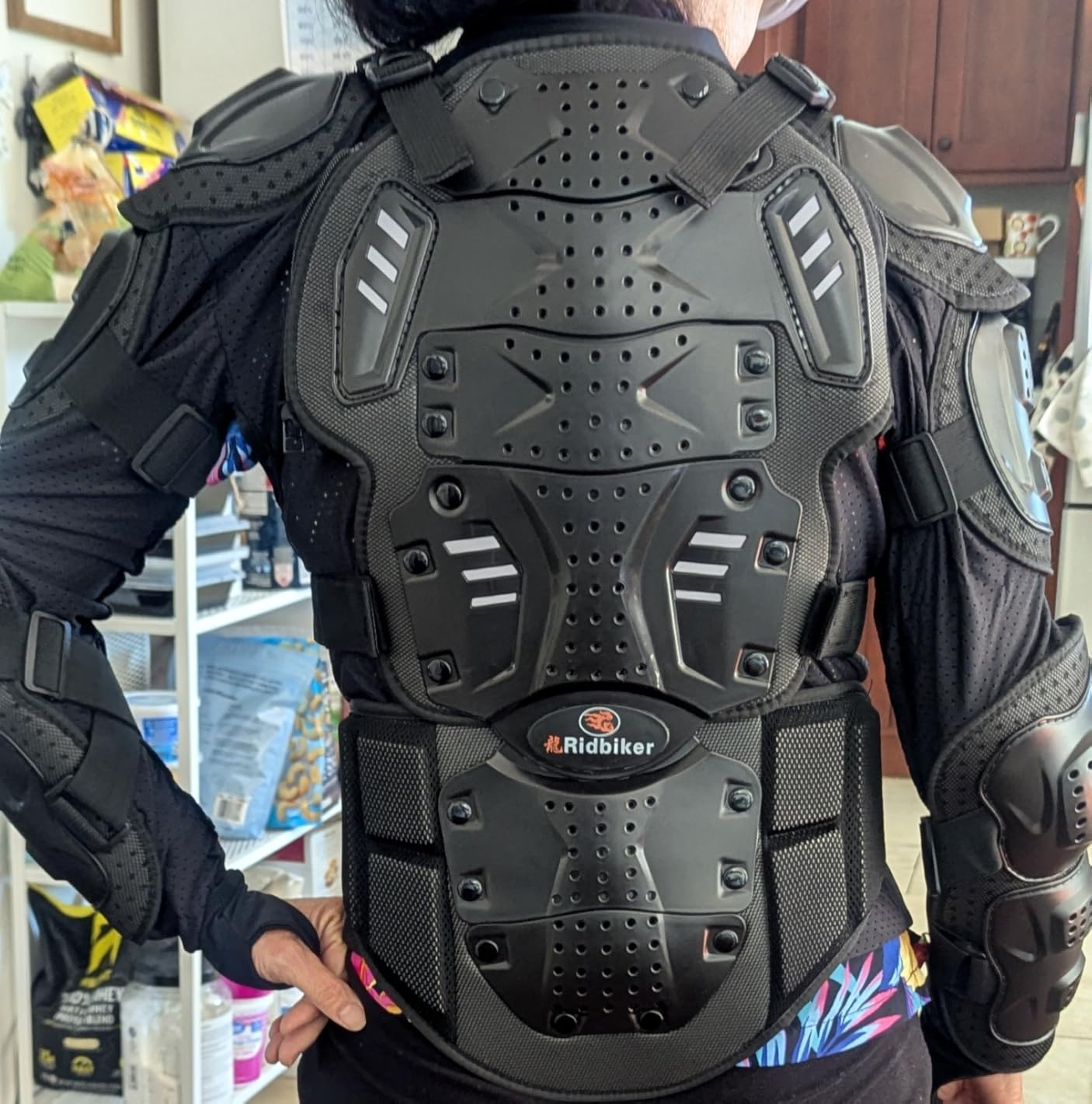RIDBIKER Motorcycle Full Body Armor Jacket for Men, Adult Chest Protector | Chest/Back/Shoulder/Elbow Coverage PP Hard Shell, 1.5cm EVA Foam, Adjustable Strap, Removable Spine Armor, Ventilated Mesh customer photo 2