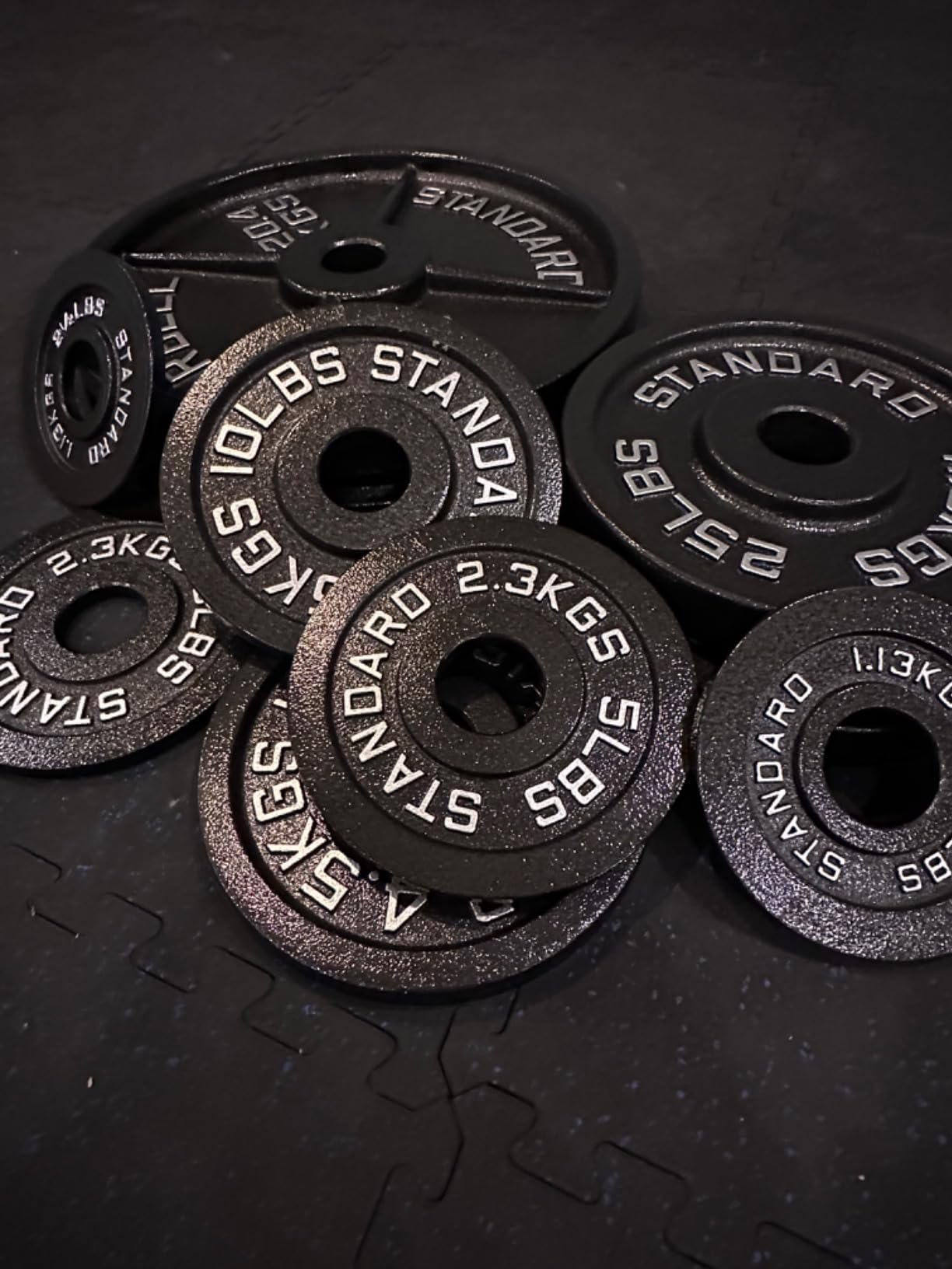 Steel Olympic Plates 175LB Set - 2 inch Olympic Hammertone Coated 2x 2.5lb, 5lb, 10lb, 25lb, & 45lb customer photo 1
