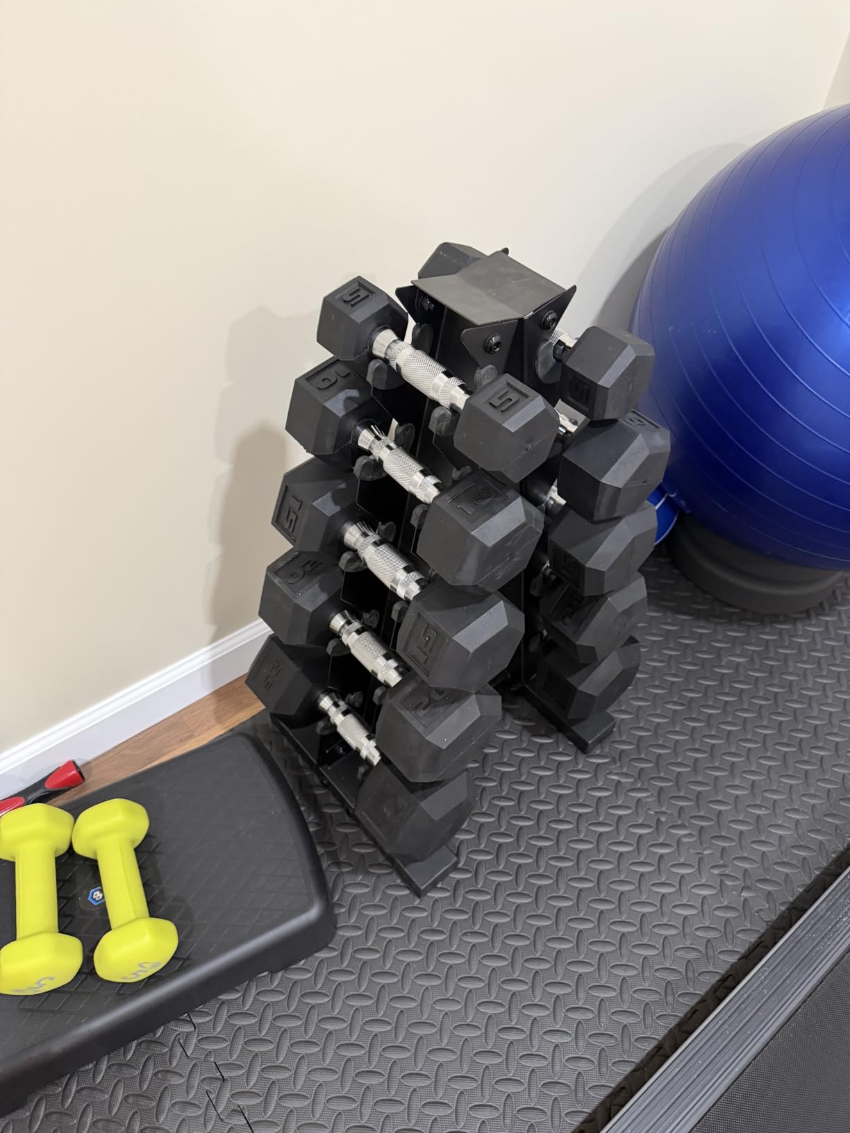 CAP Rubber Coated Dumbbell Weight Set with Vertical Rack | 100 lb, 150 lb, and 210 lb Options customer photo 1
