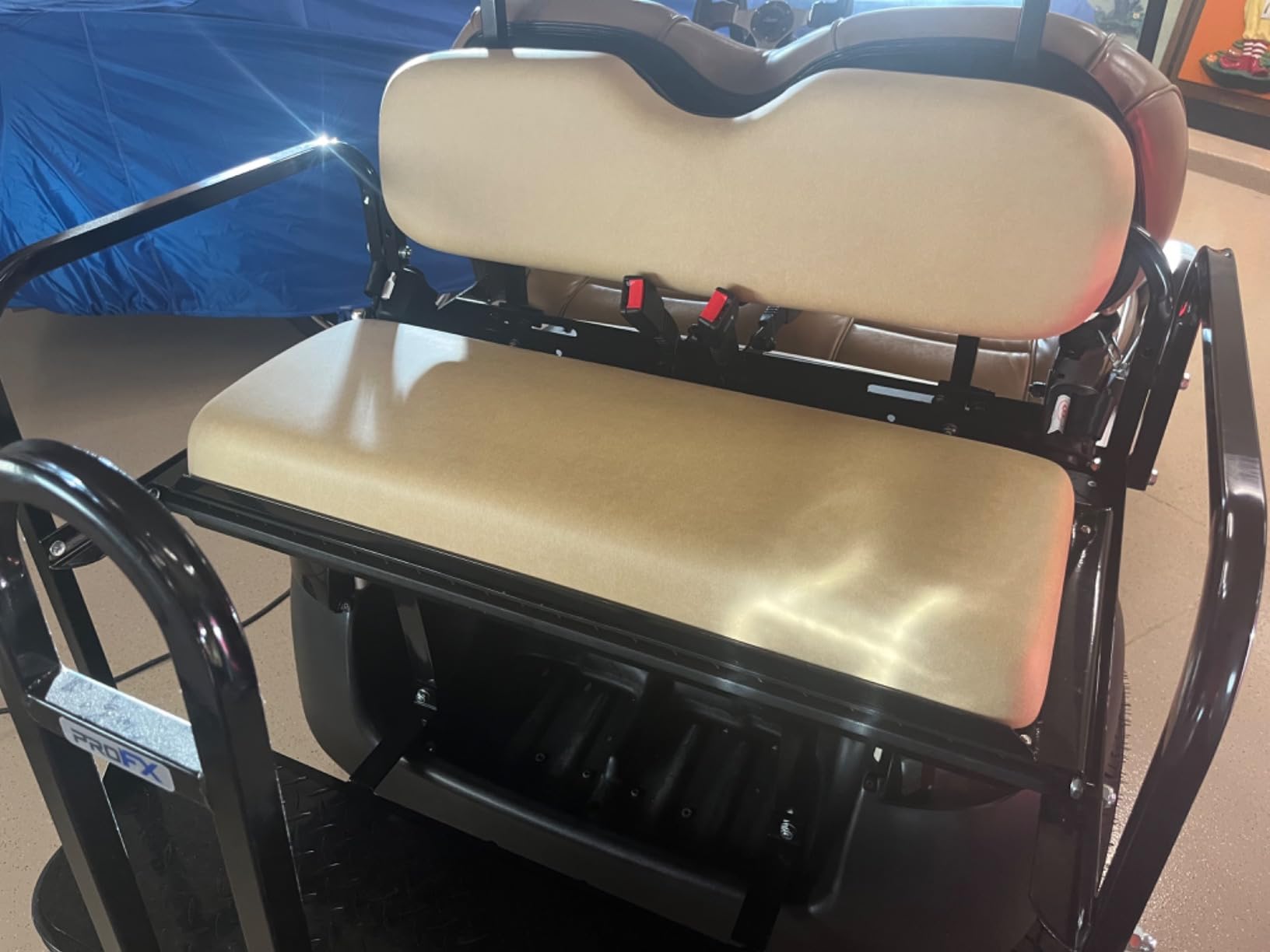 PROFX Golf Cart Rear Flip Seat Kit with Grab Bar for Club Car Precedent, Tempo, and Onward Gas & Electric Golf Carts | Black Cushions | Compatible with 2004-Up Models customer photo 1