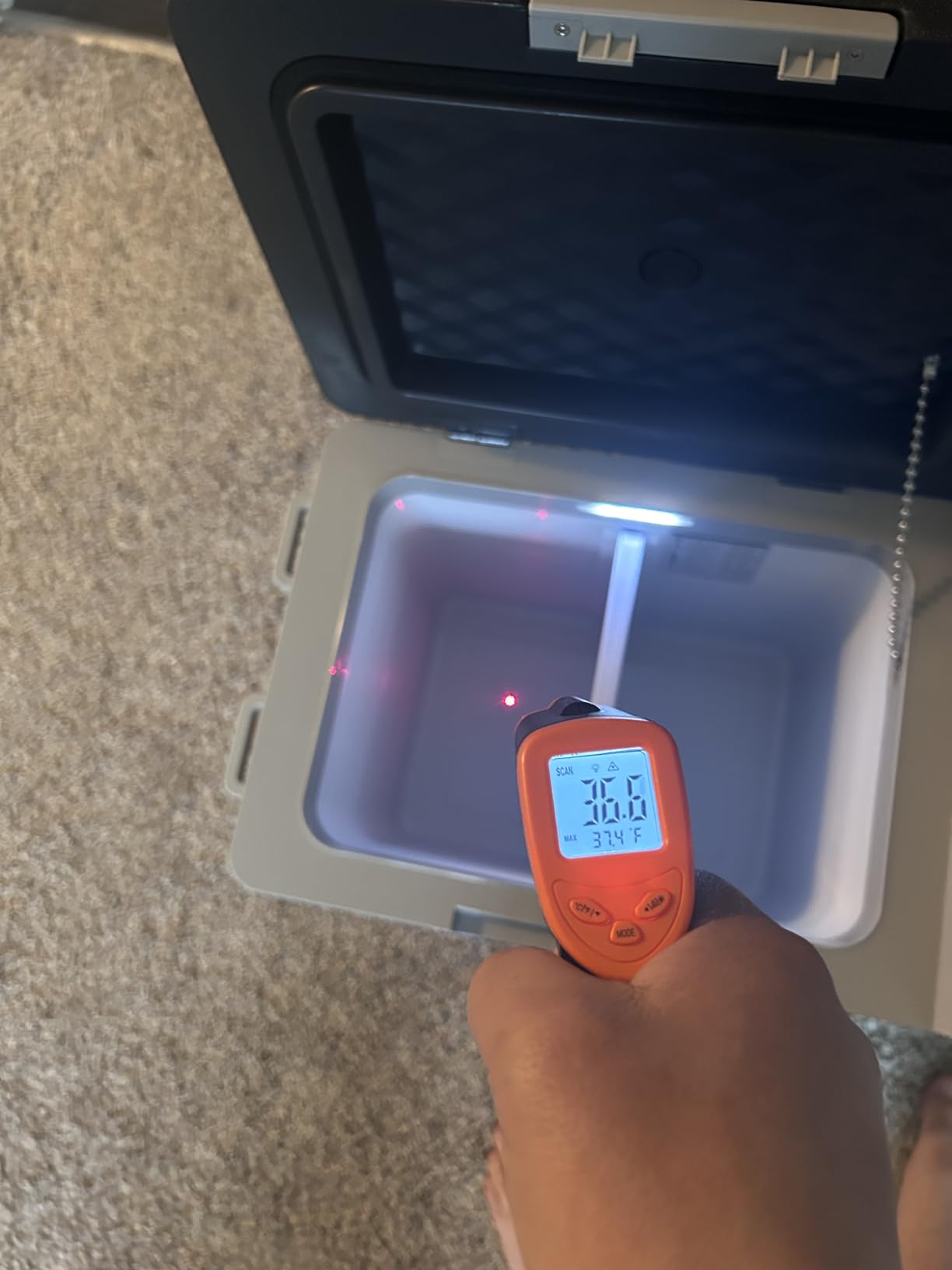 EUHOMY 32QT 12 Volt Refrigerator, Electric Cooler, Usable Battery, -4F~68F | Compressor Cooling, Quiet, 12V&100-240V, Car, Home & Camping Use, Portable, Battery Protection, Anti-Shake Design customer photo 1