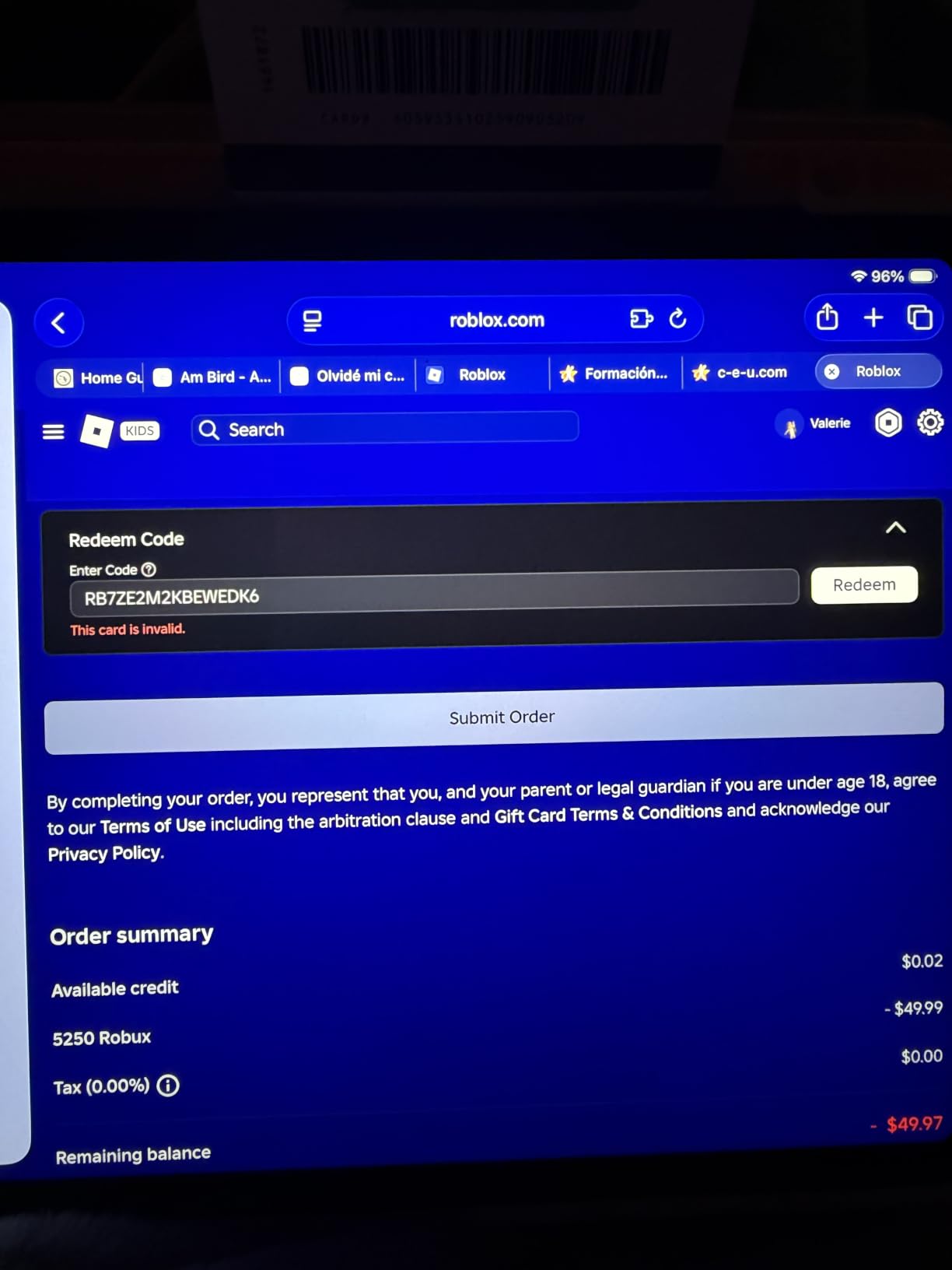 Roblox Physical Gift Card | [Includes Free Virtual Item] [Redeem Worldwide] - $50 customer photo 2