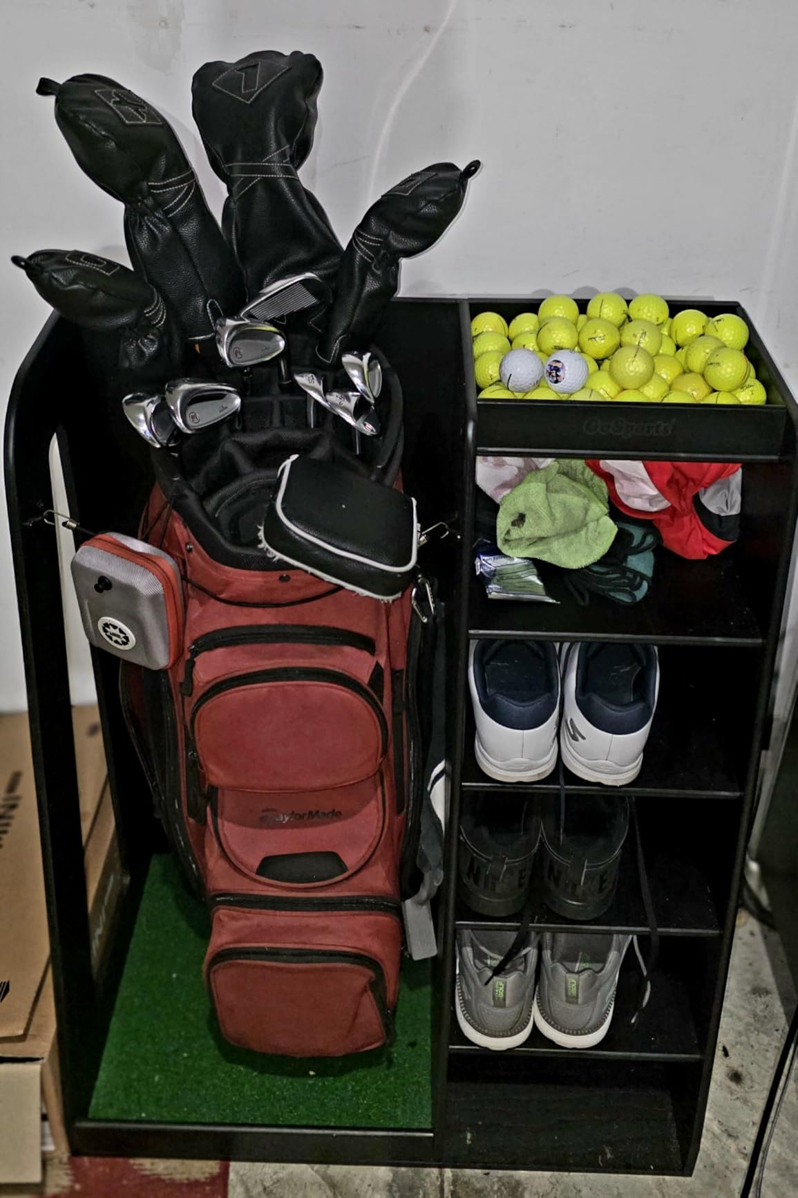 GoSports Premium Wooden Golf Bag Organizer and Storage Rack - Black, White or Brown Finish customer photo 1