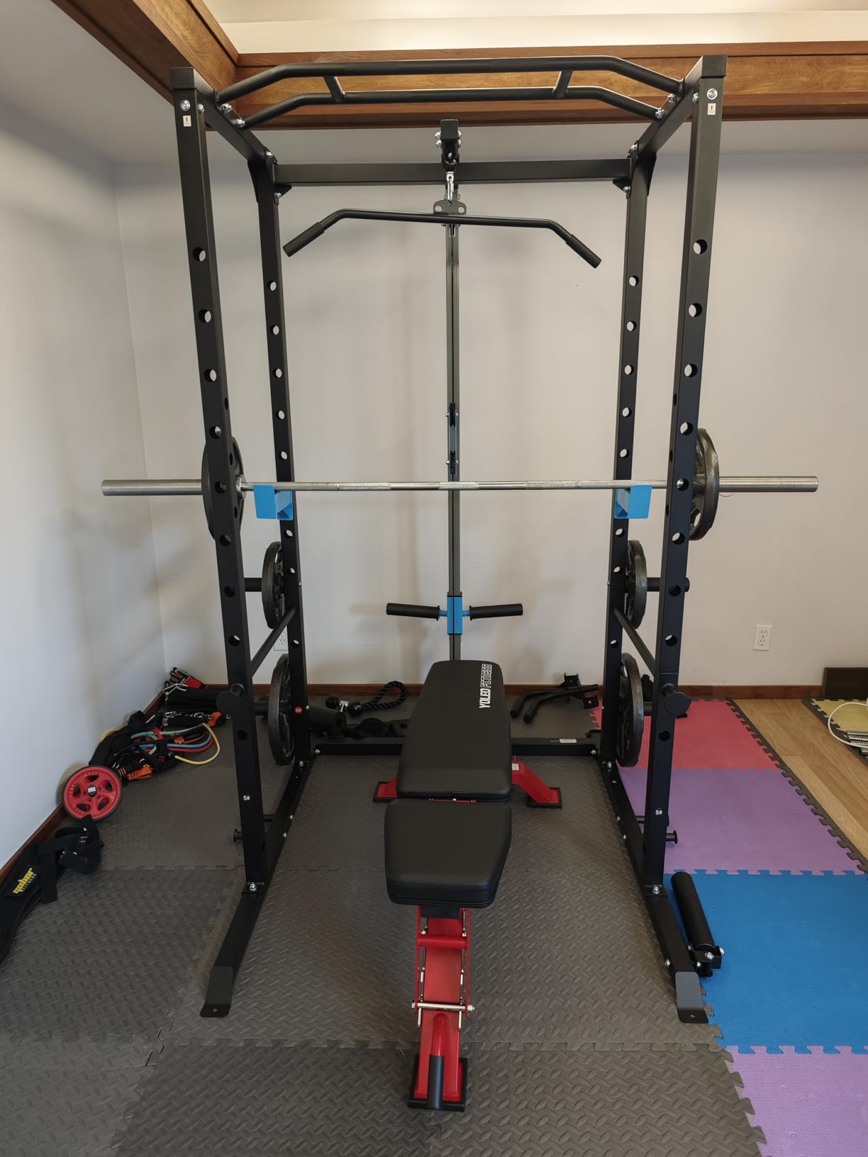ULTRA FUEGO Power Cage, Multi-Functional Power Rack with J-Hooks, Dip Handles, Landmine Attachment and Optional Cable Pulley System for Home Gym customer photo 1