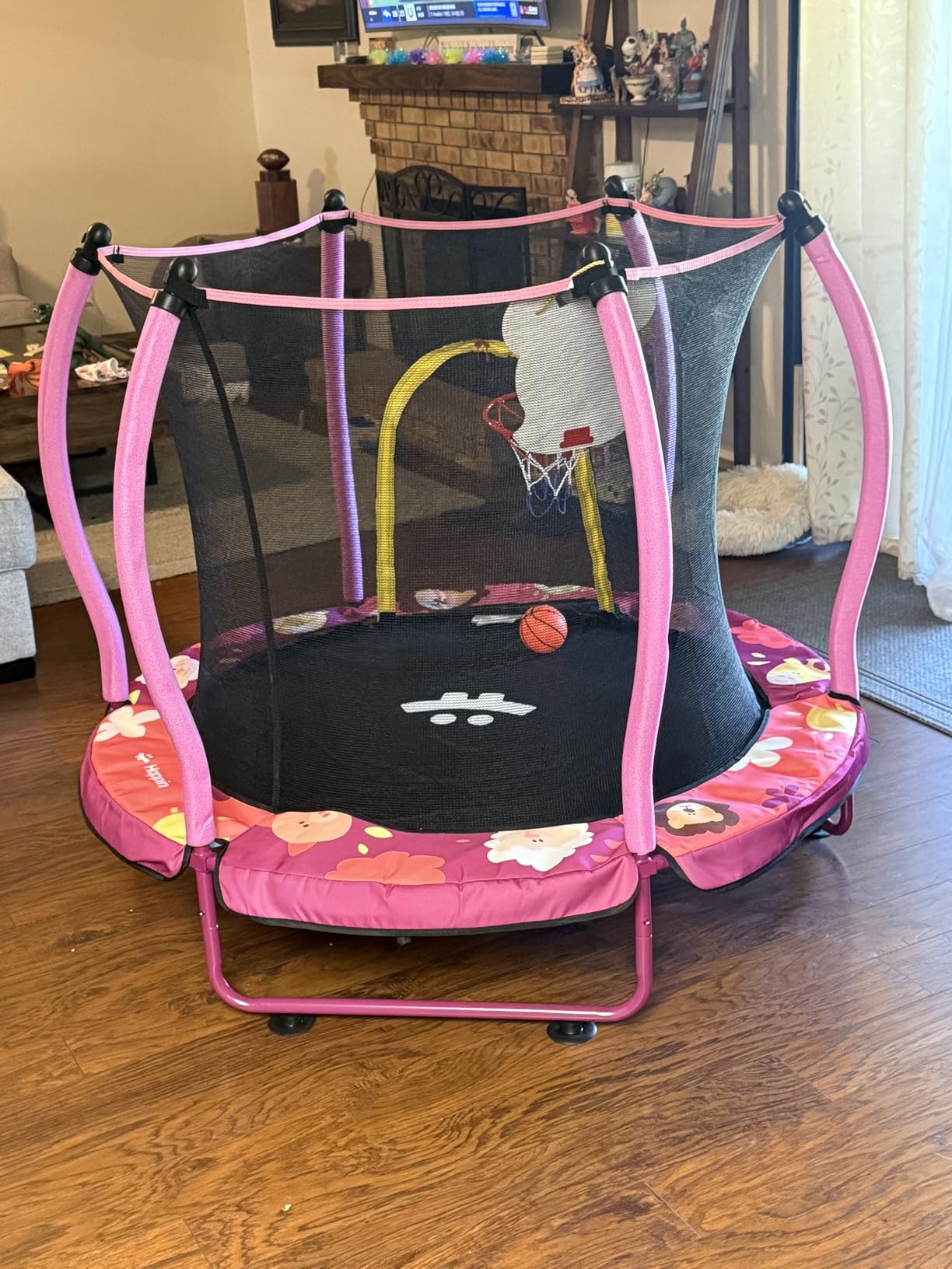 Happin 55'' Trampoline for Kids with Safety Enclosure, Indoor & Outdoor Toddler Trampoline, Ultra Safe Design with Multi Activity Accessories, Perfect Toddler Gift for Boys & Girls Ages 1-8 customer photo 1