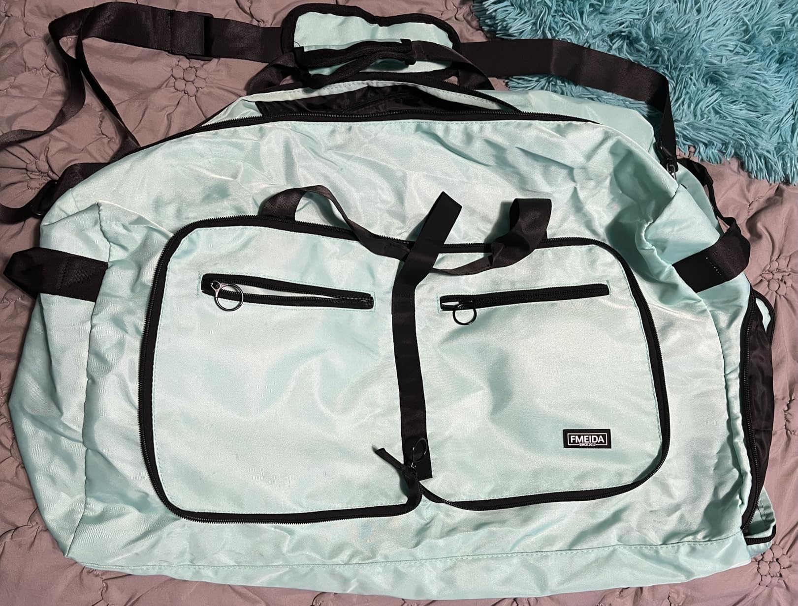 Fmeida 65L Duffle Bag Foldable Travel Duffel Bags for Men Women Travel Bag | Shoes Compartment, 65L Large Capacity, Foldable, Packable, Water Repellent, Tear Resistant, for Traveling Gym Overnight Camp customer photo 1