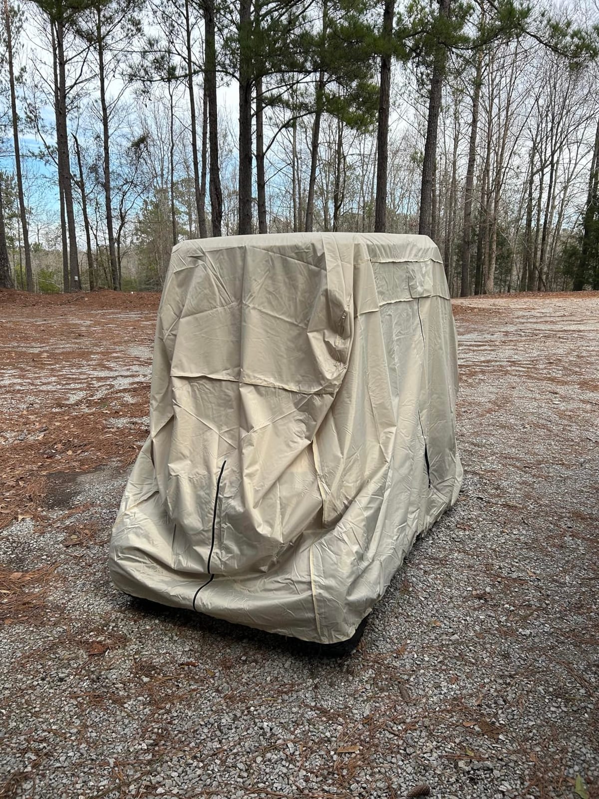 2/4/4+2 Passenger Golf Cart Cover Fits EZGO, Club Car, Yamaha, Heavy Duty 420D Waterproof Windproof Sunproof Outdoor All-Weather Full Cover (Black Gray-L) customer photo 2