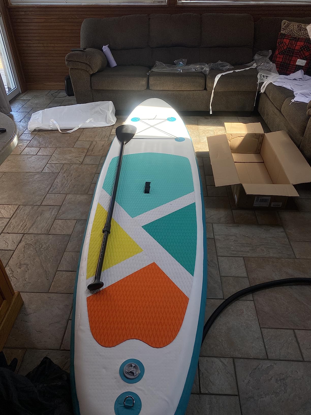 Inflatable Stand-Up Paddle Boards for Adults, QILEBA 10ft Extra Wide Stable Inflatable Yoga Paddleboard with Durable SUP Accessories, Fins, Adjustable Paddle, Pump, Leash, Ultra-Light Non-Slip Deck customer photo 1