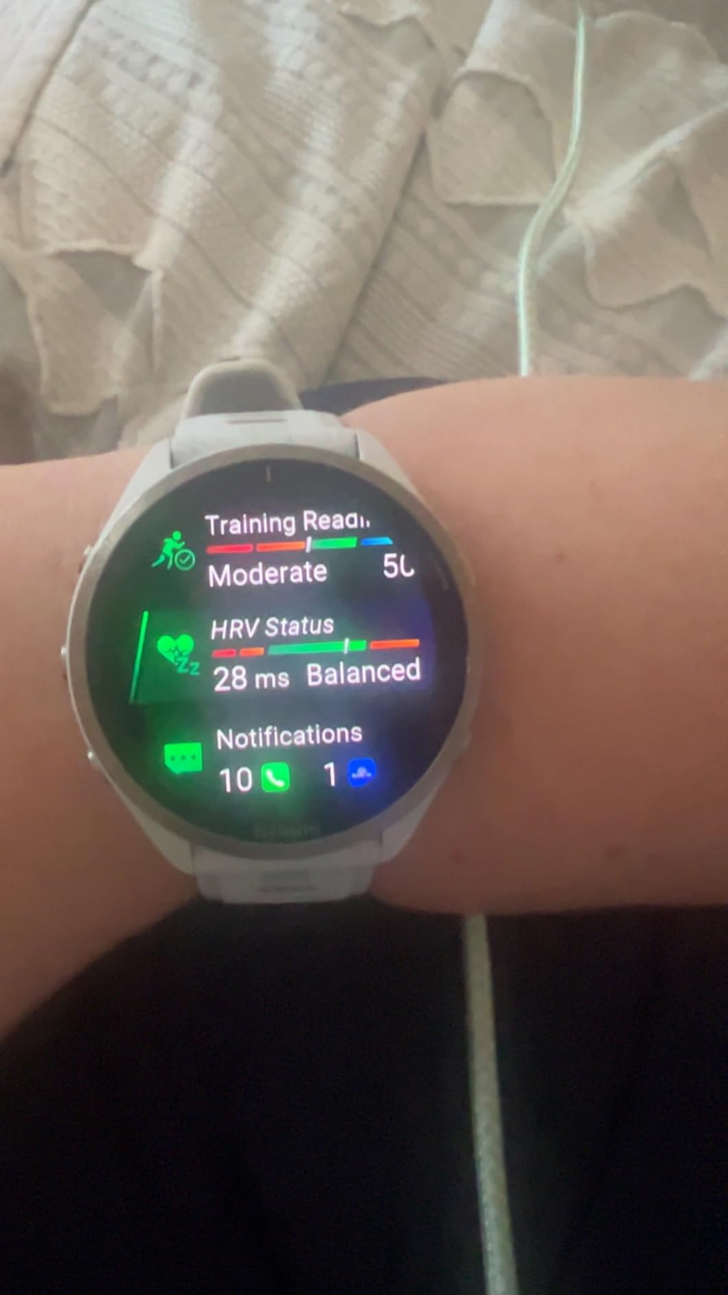 Garmin Forerunner 965, Running Smartwatch, 47mm, Whitestone/Powder Gray | Maps, Advanced Training Metrics & Recovery Insights, Maps, Music On Your Wrist, Garmin Coach, Daily Suggested Workouts customer photo 1