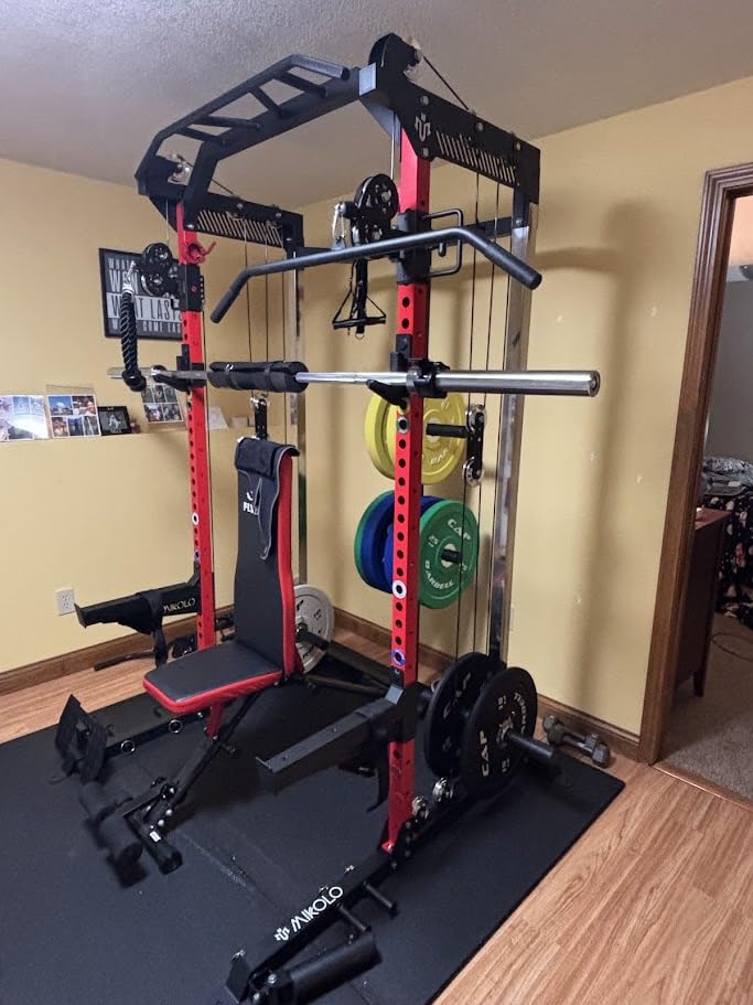 Mikolo HR06 Power Cage with Aluminum Pulleys, 2000LB Power Rack with Independent Dual Pulley System, Multi-Function Home Gym Workout Machine for Cable Crossover customer photo 1