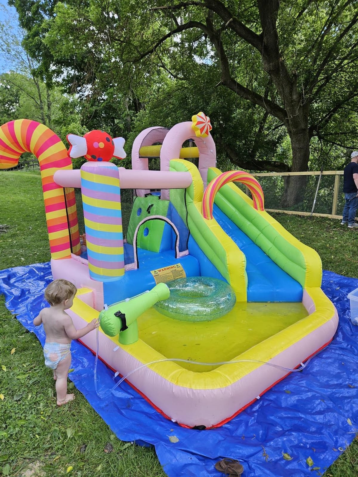 NBSPORT Inflatable Water Slide Bounce House for Kids, Candy Style, Blow up | 450W Blower, Splash Pool, Climbing Wall, Water Cannon, 840D Oxford, Birthday Gifts for Indoor Outdoor Backyard Fun,Easy Setup customer photo 2
