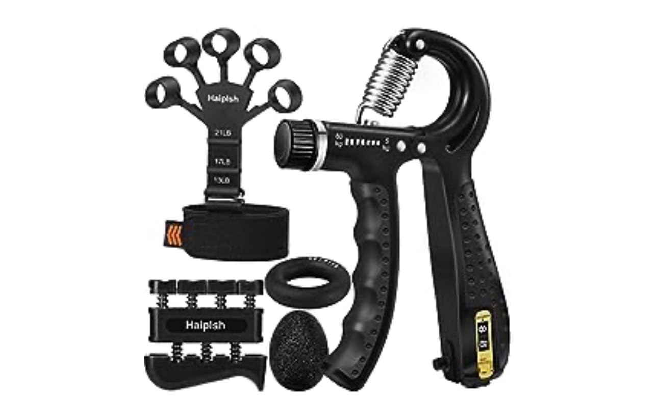 Grip Strength Trainer Kit (5 Pack) with Finger Exerciser, Hand Grip Strengthener, Hand Extension Exerciser, Stress Relief Ball and Forearm Workout Ring for Muscle Building and Injury Recover, Silicone customer photo 1