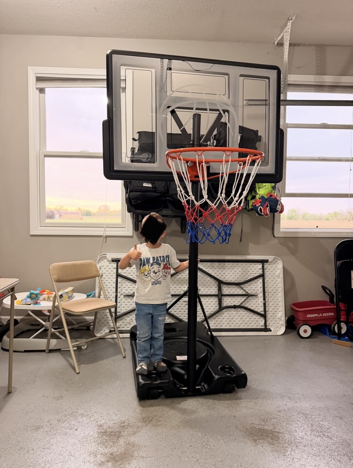Yohood Basketball Hoop Outdoor, 4.4-10FT Adjustable Height Basketball Goal customer photo 2