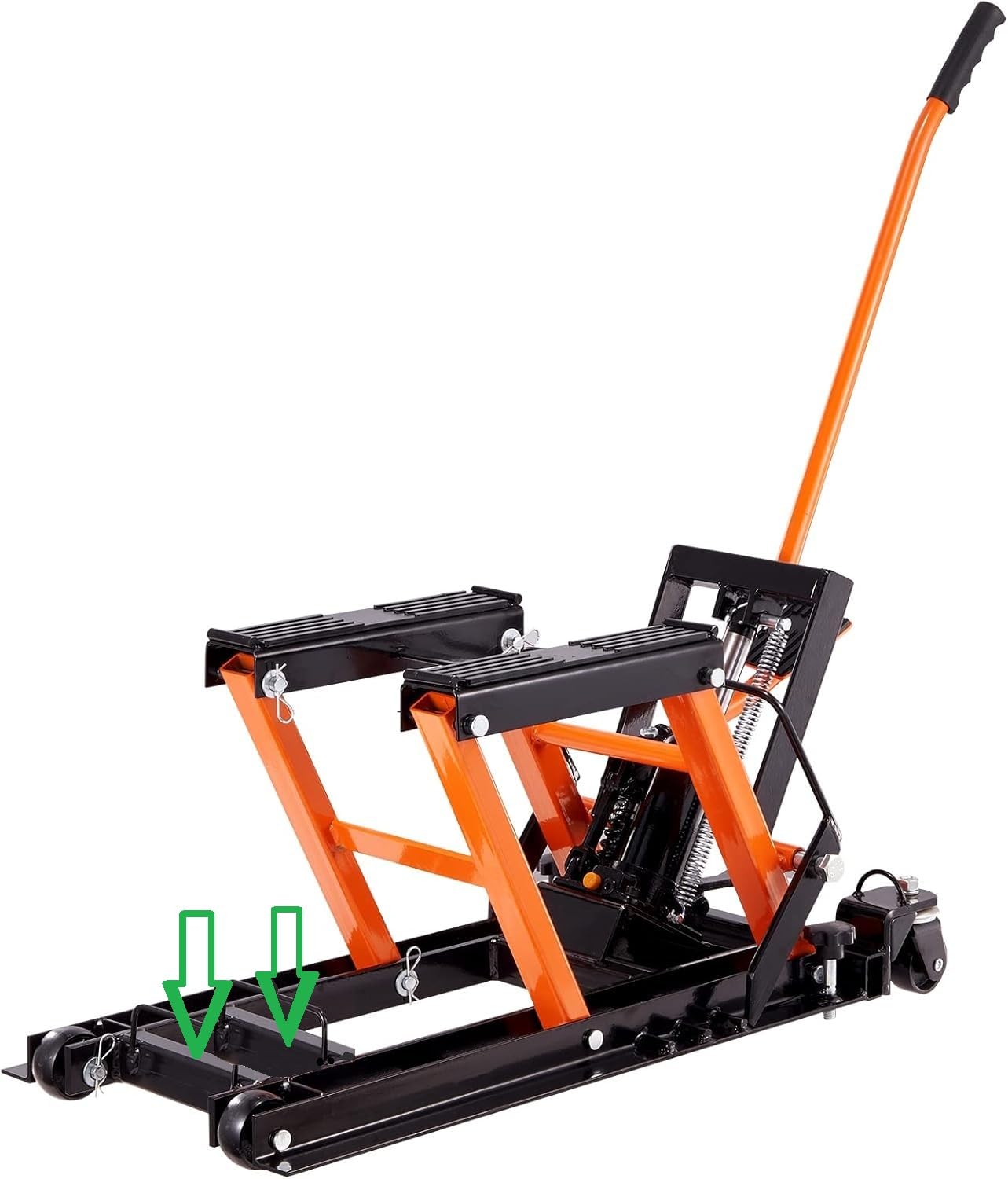 VEVOR Hydraulic Motorcycle Lift Jack 1500 LBS Capacity ATV Scissor Lift Jack Portable Motorcycle Lift Table with 4 Wheels Hydraulic Foot-Operated Hoist Stand for Motorcycle ATV UTV Powersports customer photo 1