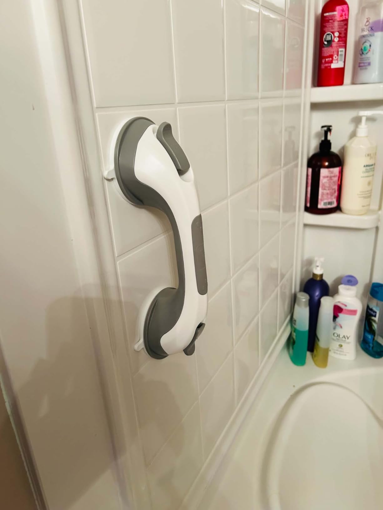 TAILI Grab Bars for Shower, Suction Shower Handles Rails, 2 Pack, 16.8 inch, Grey | Safety for Bathtubs, Toilet, Elderly & Seniors, Bathroom Grip Bar Heavy Duty Handrails, No Drilling Removable Waterproof, G9 customer photo 2