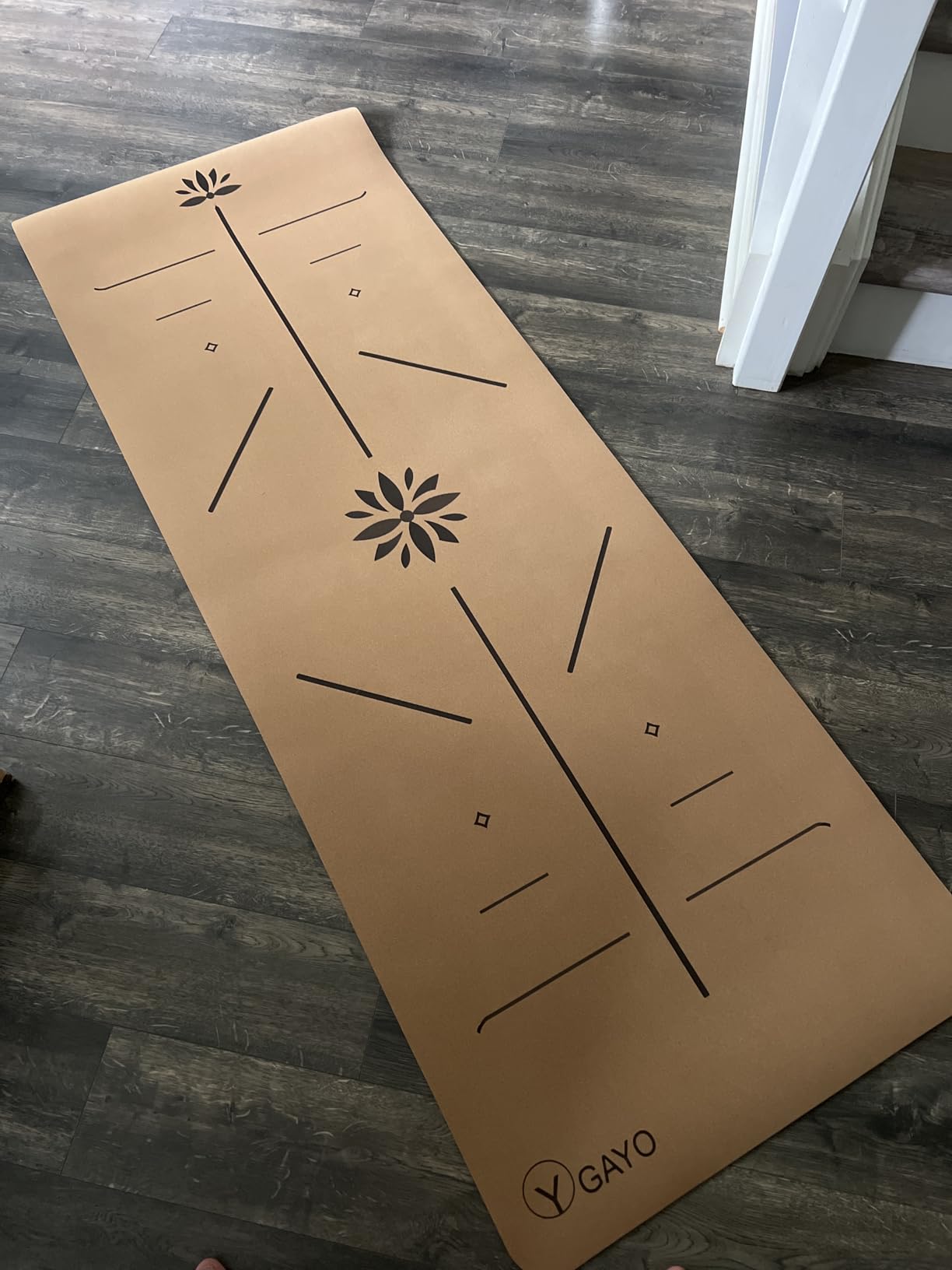 Y O Gayo Premium Yoga Cork Mat | 5mm Thick Natural Tree Rubber Base and Bigger Mat for Extra Support, Alignment lines for Guidance | Non-Slip, Sustainable, Your Ultimate Yoga Companion customer photo 2