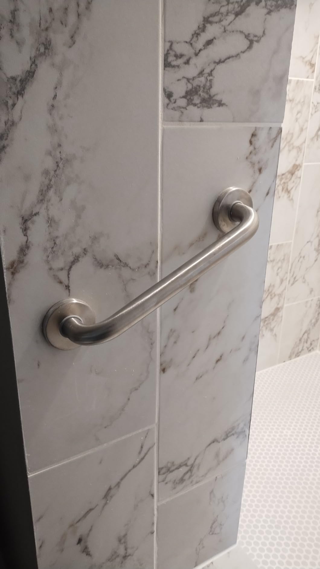 AmazerBath Shower Grab Bars for Bathtubs and Showers, Handicap Grab Bars for Shower Anti Slip, Shower Grab Bars for Senior for Wall Stainless Steel, Holds up to 500LBs, 12 inch L x 1 inch D, Brushed Nickel customer photo 1