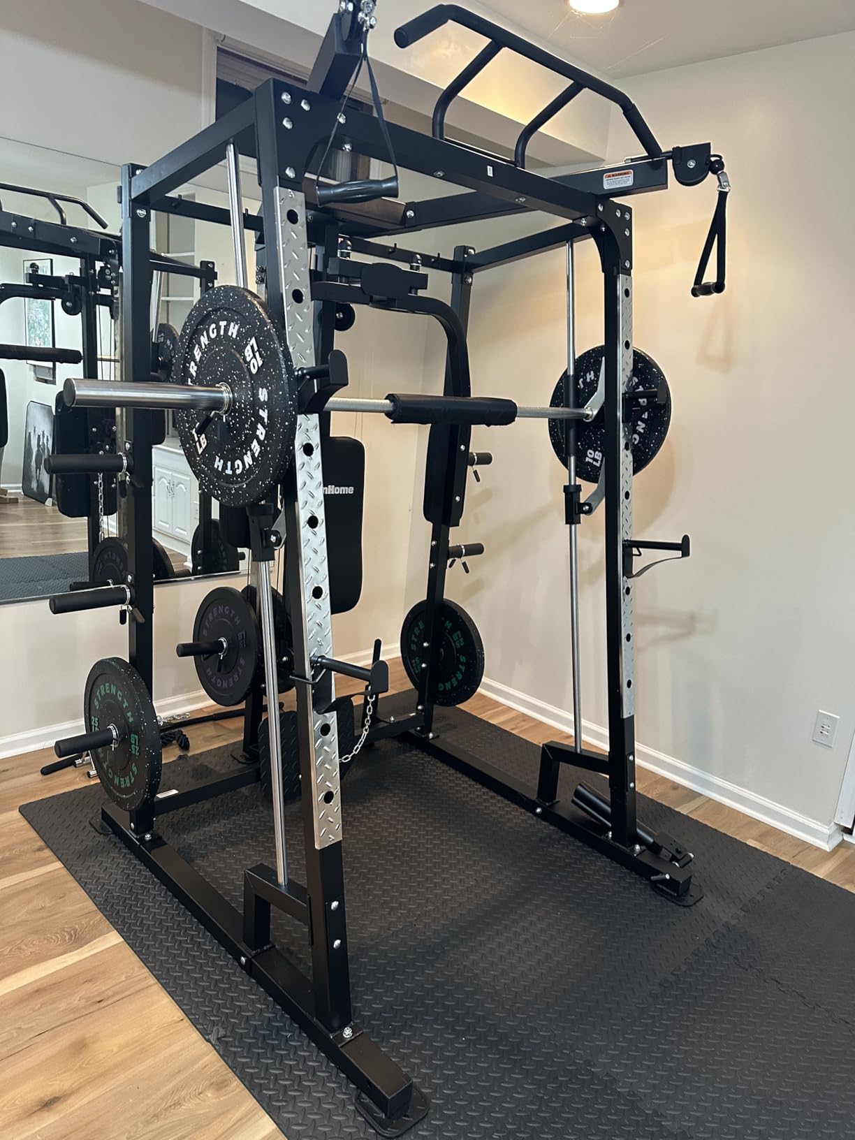 SunHome Smith Machine, 2000LBS Power Cage Squat Rack with Smith Bar, LAT Pull-Down Systems, Cable Crossover Machine for Home Gym customer photo 2